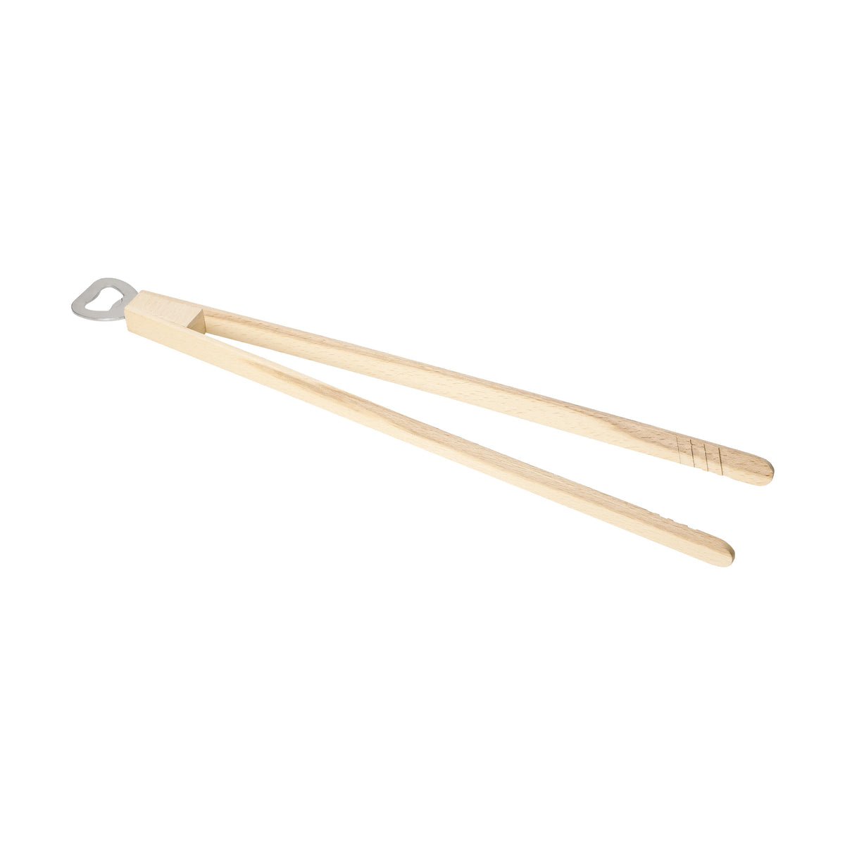 Holz-Grillzange „Opener“ mit Kapselheber, 43 cm als Werbeartikel mit Logo