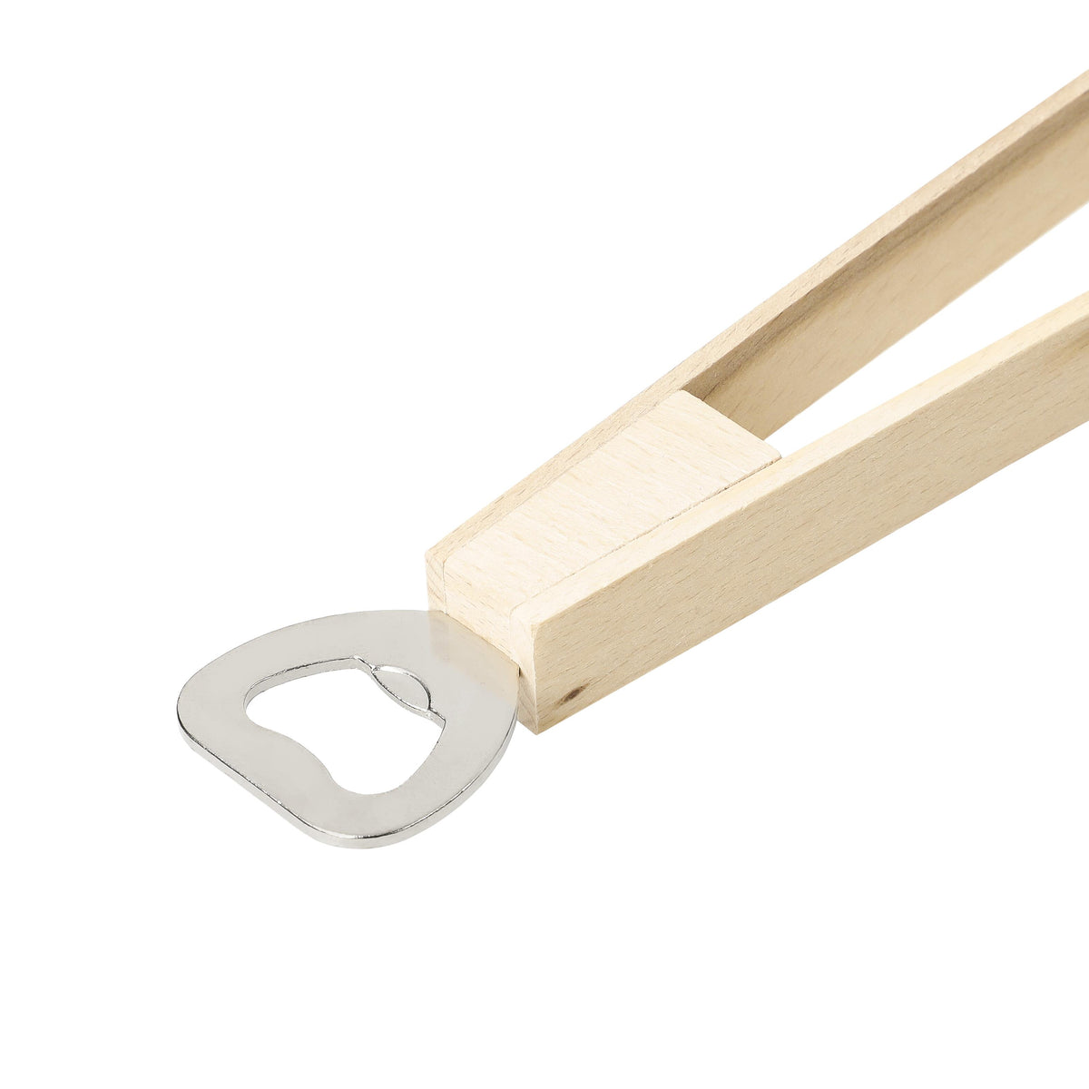 Holz-Grillzange „Opener“ mit Kapselheber, 43 cm als Werbeartikel mit Logo