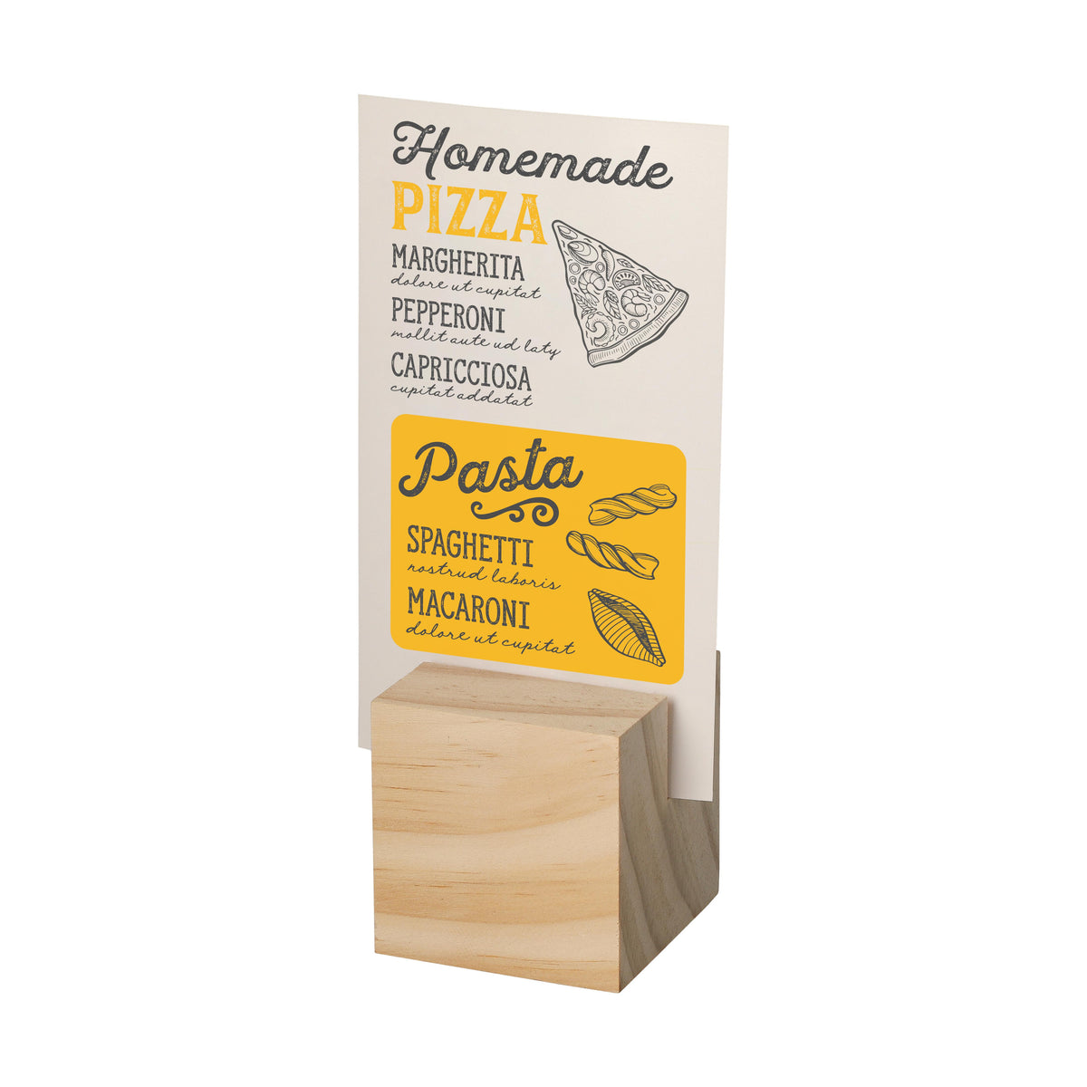 Holzmenükartenhalter „Cube“ als Werbeartikel mit Logo