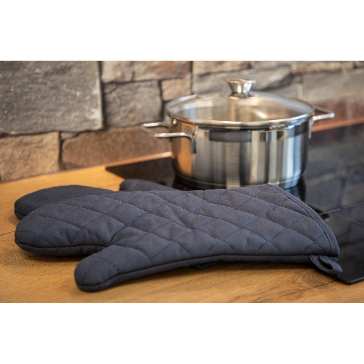 Ofenhandschuh „Heat resistant“, 2er Set als Werbeartikel mit Logo