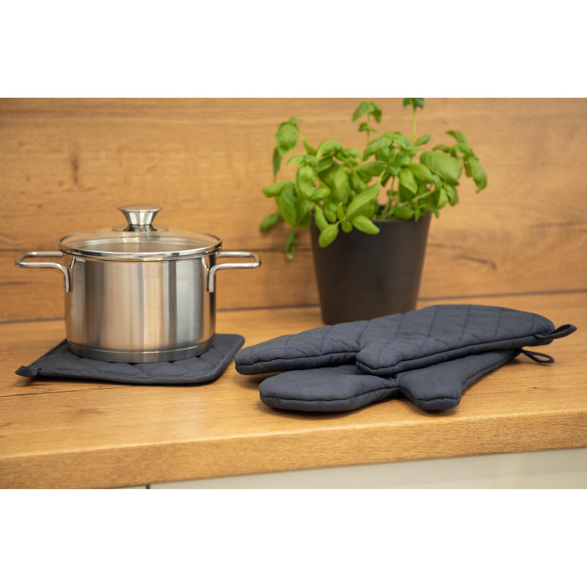 Ofenhandschuh „Heat resistant“, 2er Set als Werbeartikel mit Logo