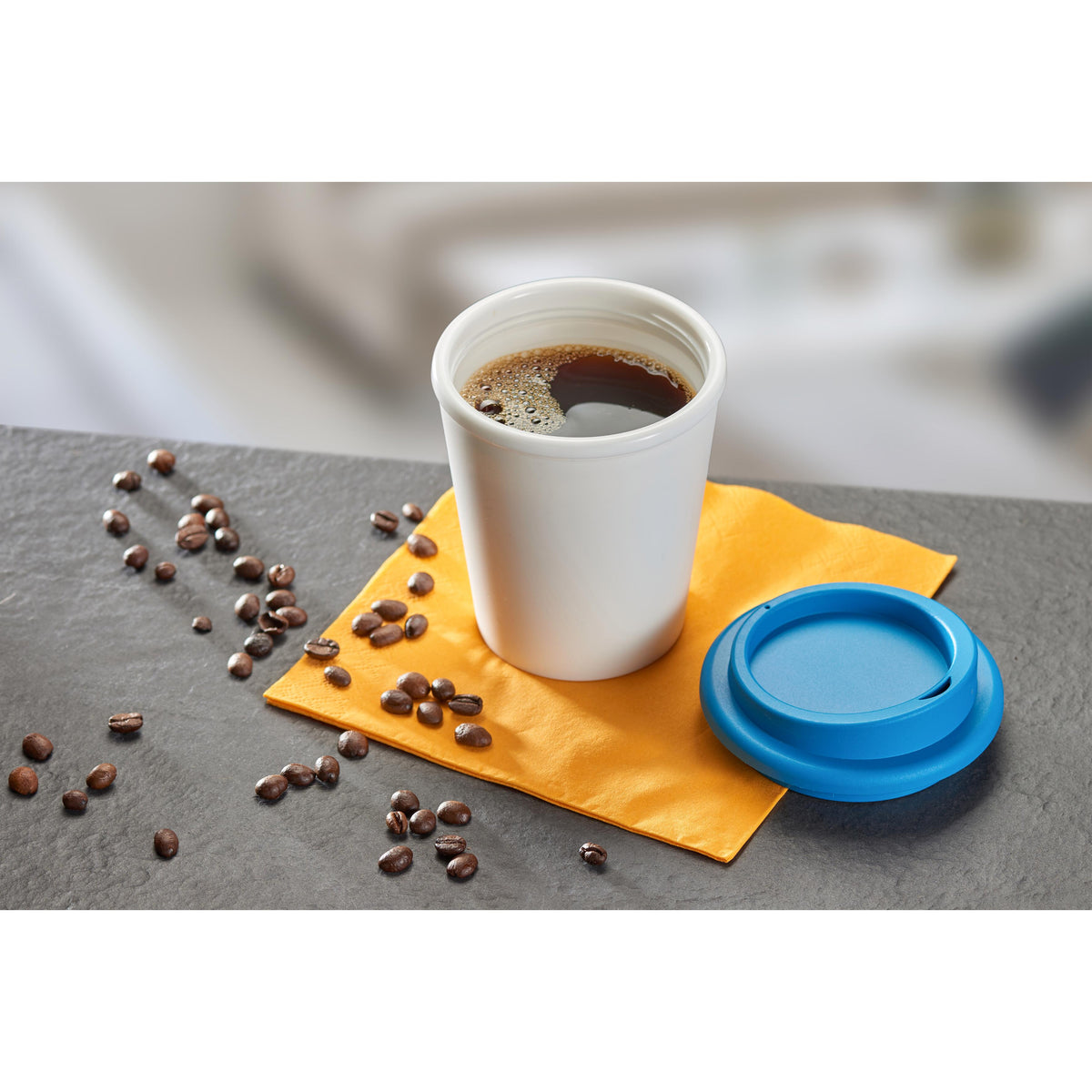 Kaffeebecher „Premium“, small upcycling als Werbeartikel mit Logo