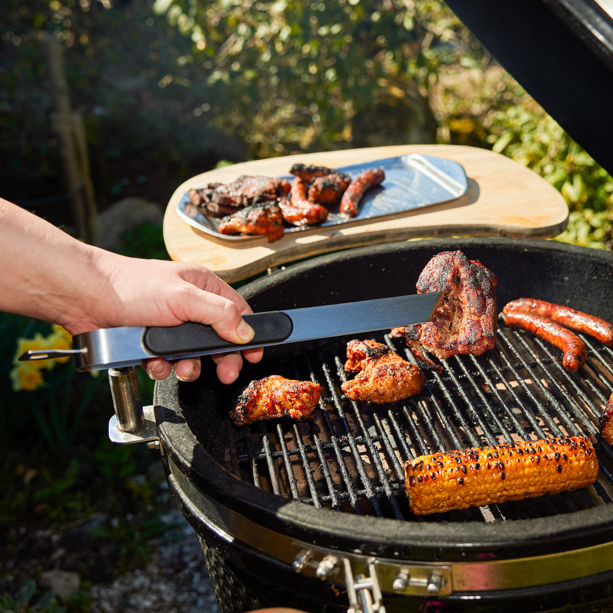 Grillzange „Opener“ mit Kapselheber, 35 cm als Werbeartikel mit Logo