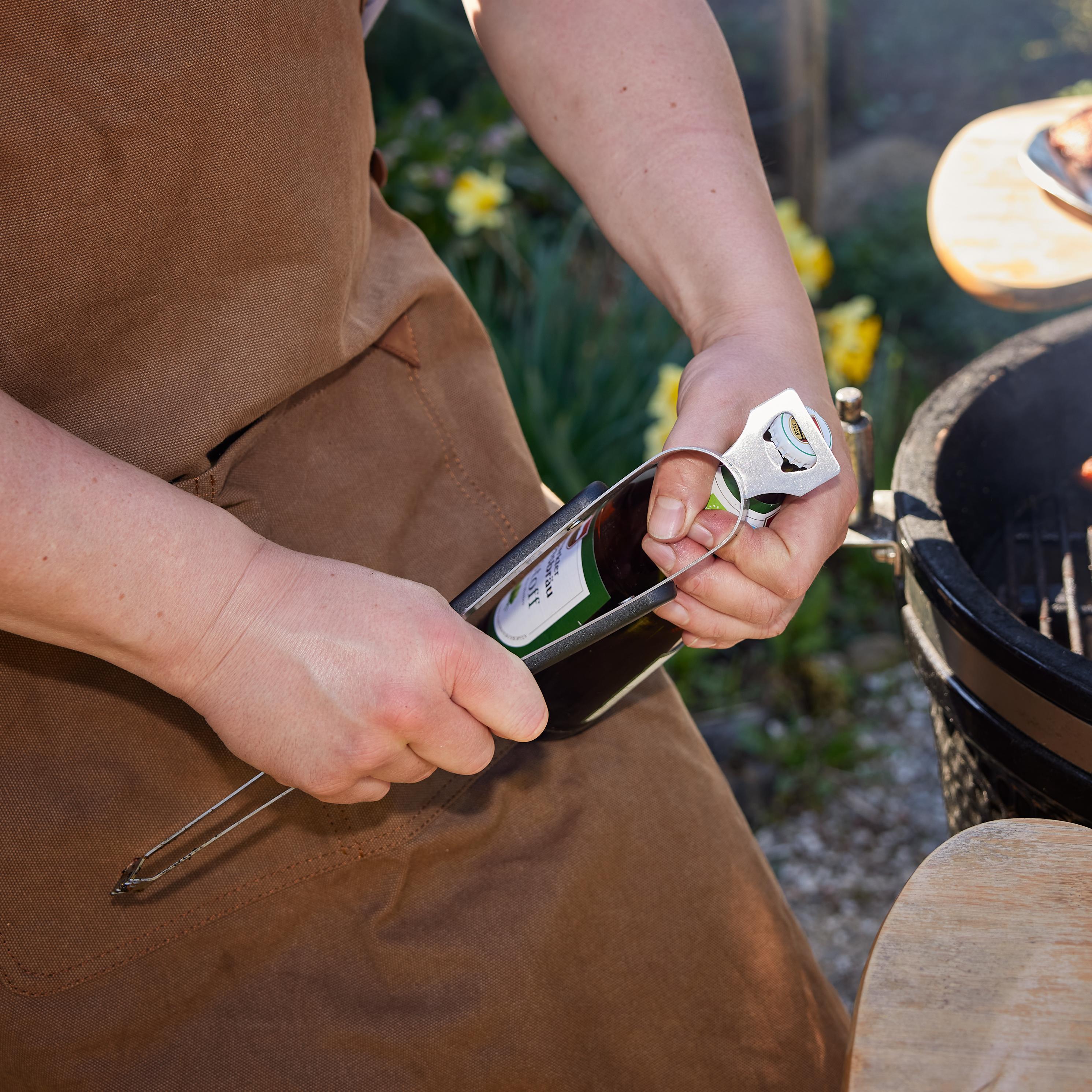 Grillzange „Opener“ mit Kapselheber, 35 cm als Werbeartikel mit Logo