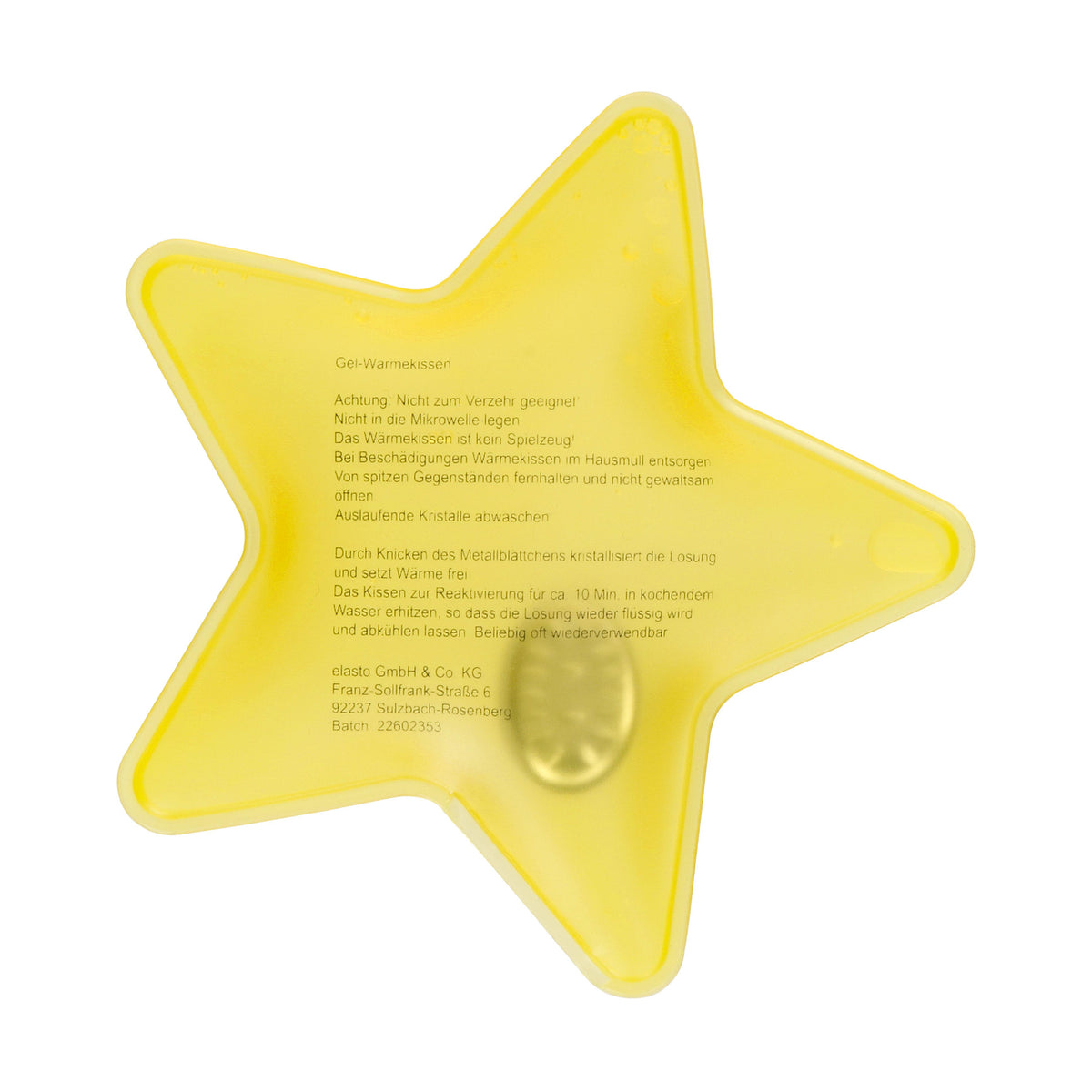 Gel-Wärmekissen „Stern“, klein als Werbeartikel mit Logo
