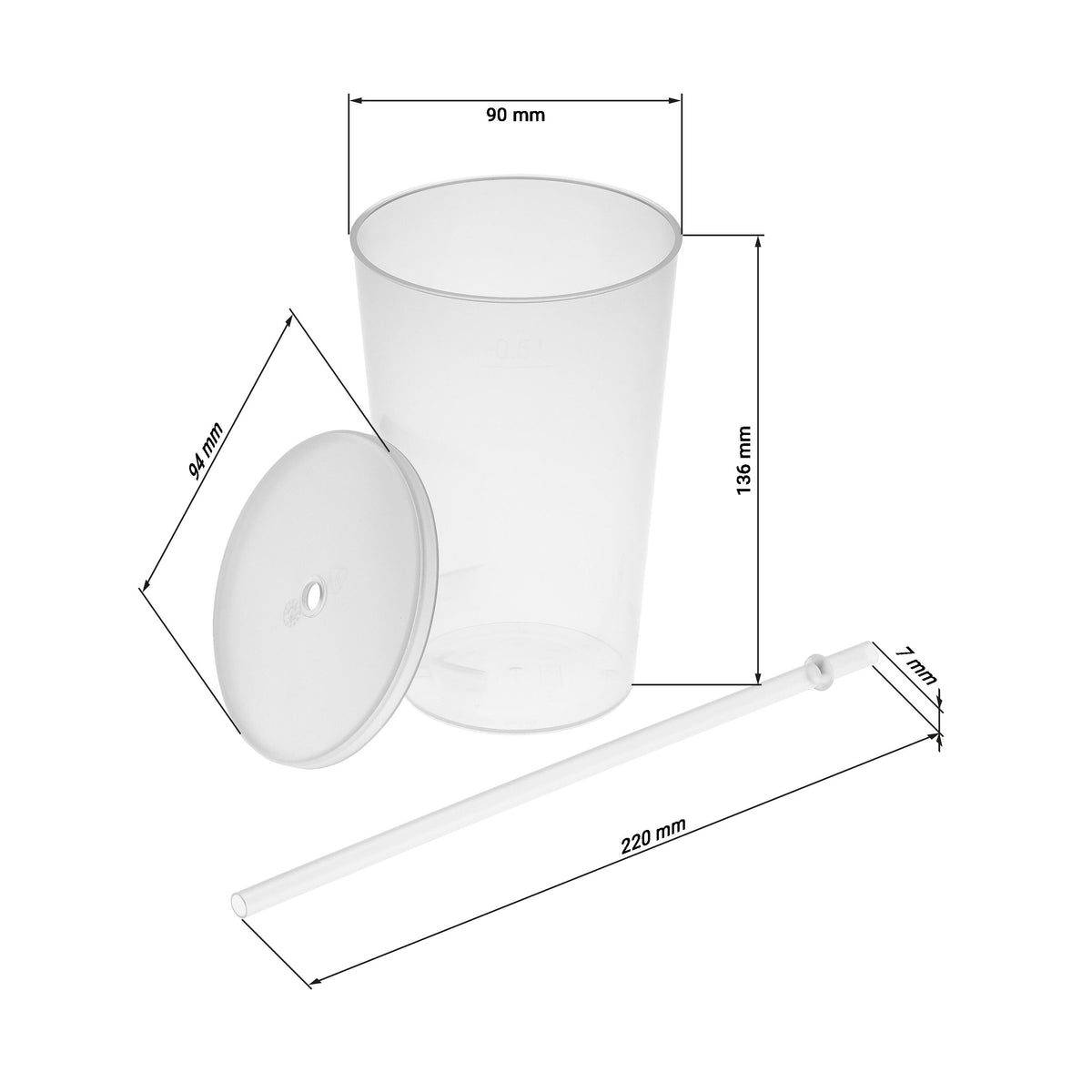 Trinkbecher „Vital“, 500 ml mit Deckel und Strohhalm als Werbeartikel mit Logo