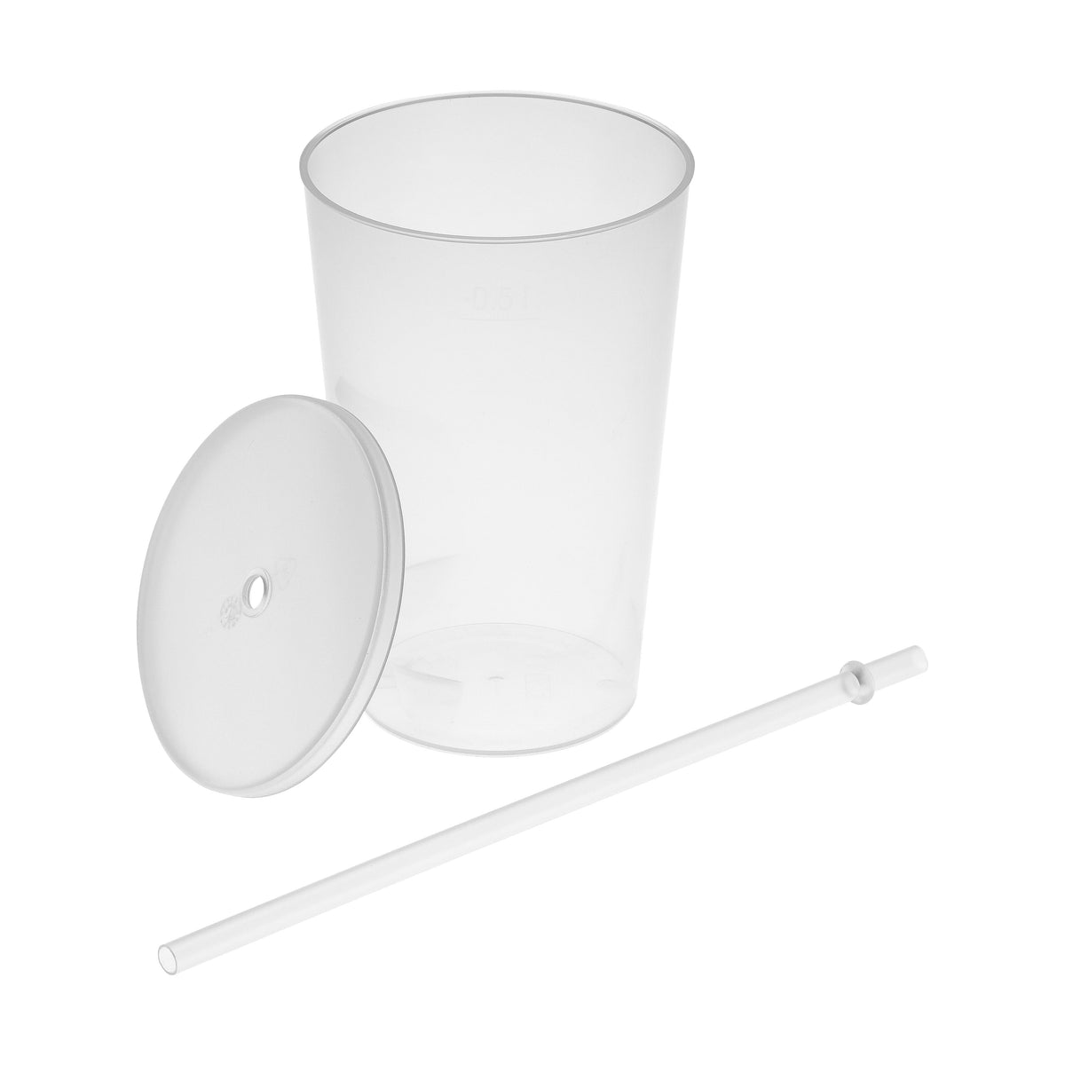 Trinkbecher „Vital“, 500 ml mit Deckel und Strohhalm als Werbeartikel mit Logo