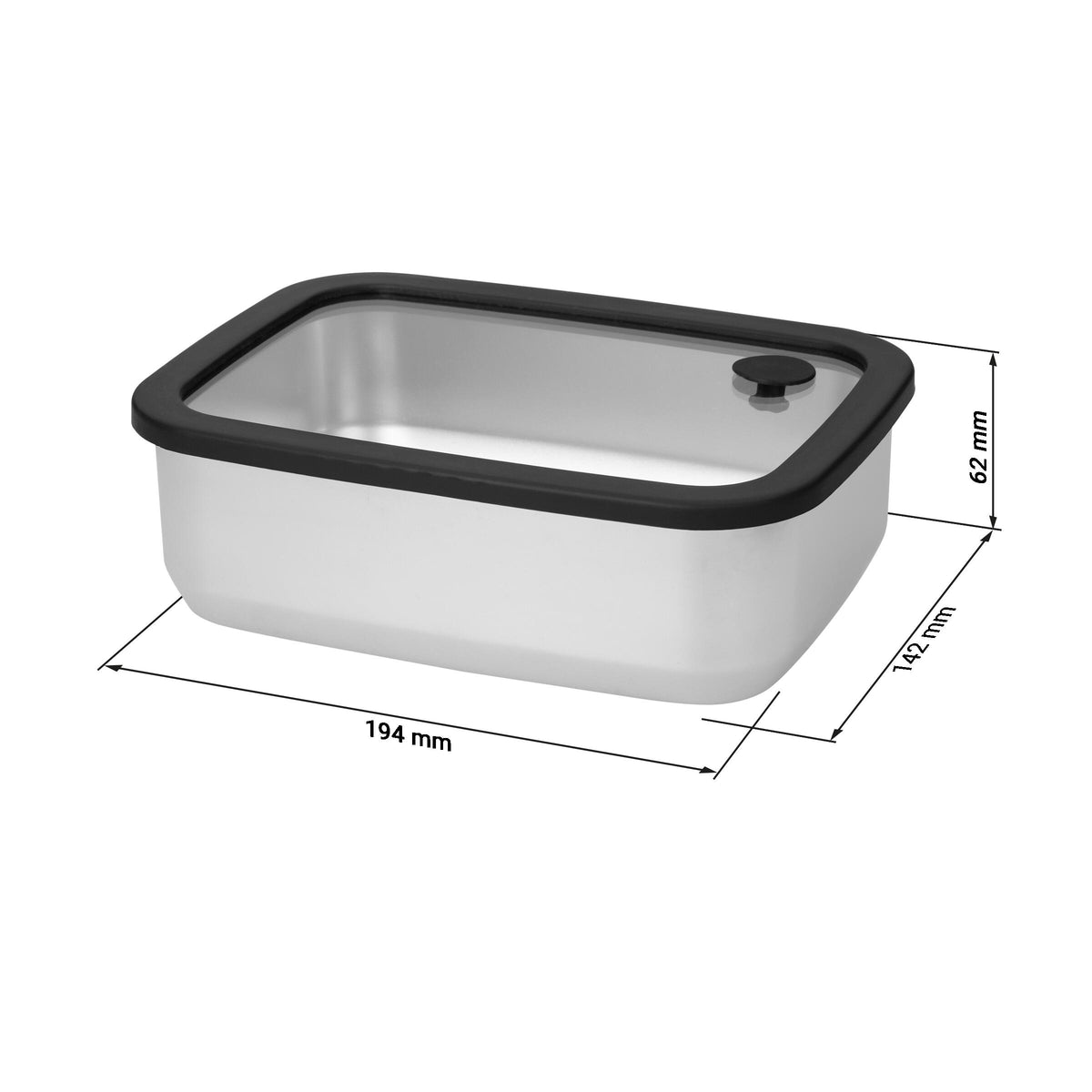 Edelstahl-Lunchbox mit Glasdeckel „RILO“, 1100 ml als Werbeartikel mit Logo