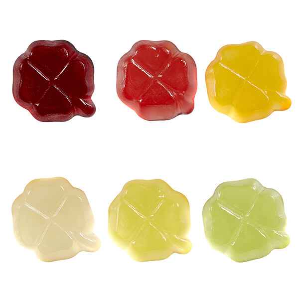 Fruchtgummi STANDARD-Formen 15 g im kompostierbaren Tütchen – Kleeblatt
