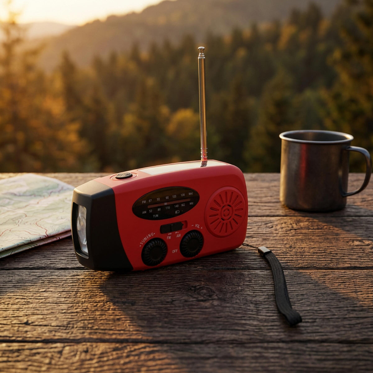Kurbelradio mit Taschenlampe „Volt“ als Werbeartikel mit Logo