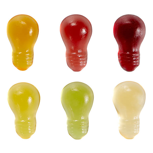Fruchtgummi STANDARD-Formen 10 g im kompostierbaren Tütchen – Glühbirne