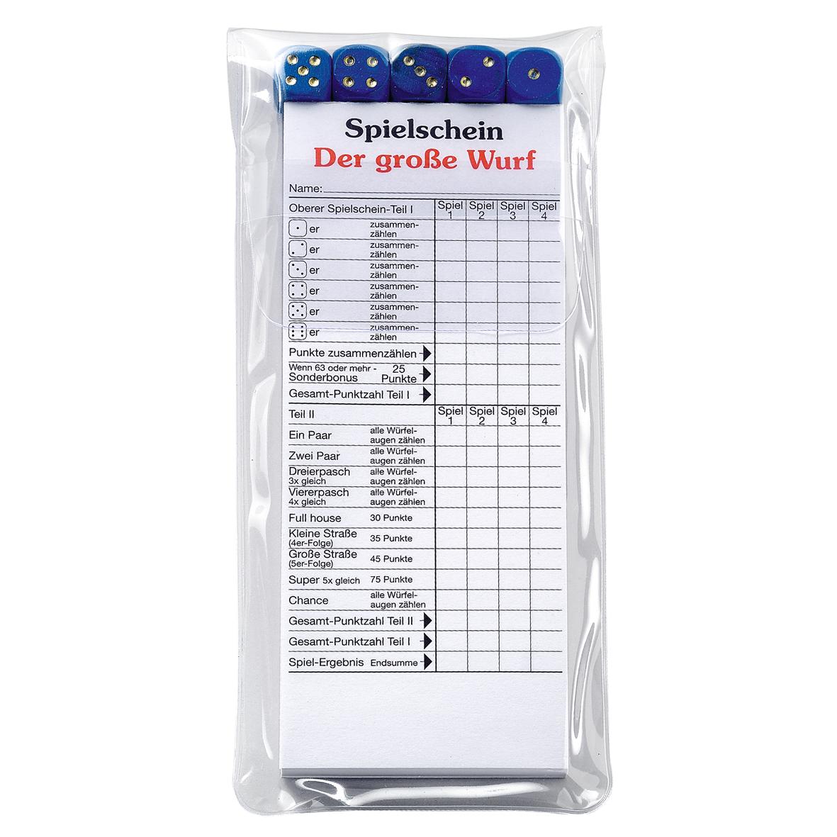 Würfelspiel „Der große Wurf“ im Etui als Werbeartikel mit Logo