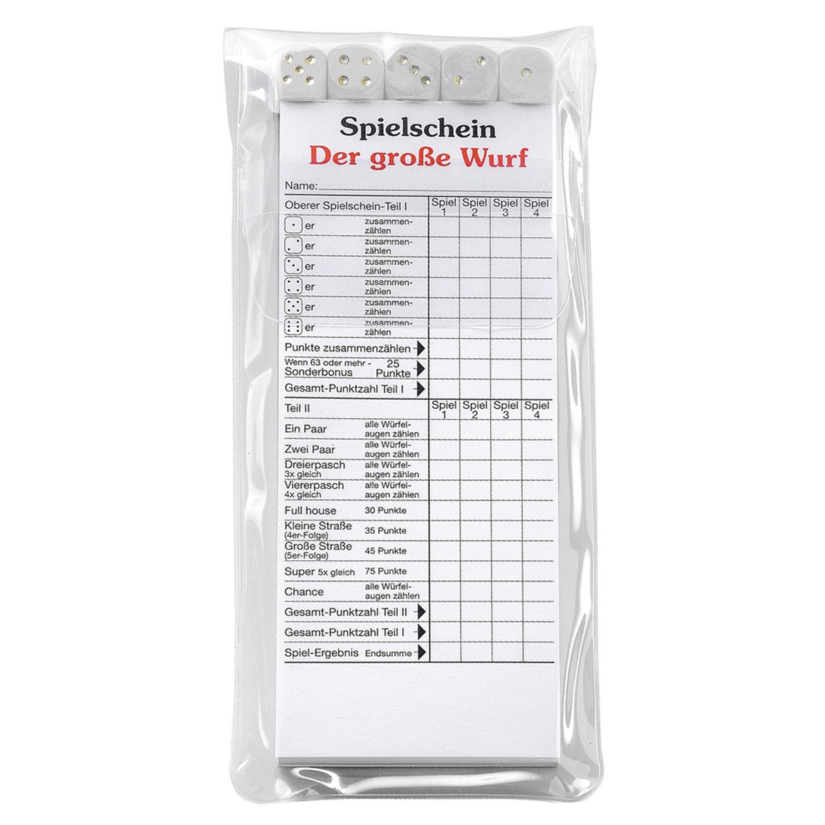 Würfelspiel „Der große Wurf“ im Etui als Werbeartikel mit Logo