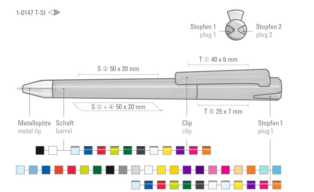 UMA CRYS transparent SI Drehkugelschreiber – Druckskizze
