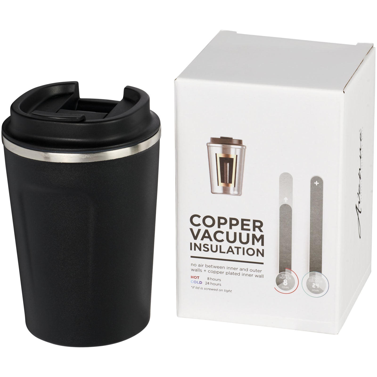 Thor 360 ml auslaufsicherer Kupfer-Vakuum Isolierbecher – Schwarz