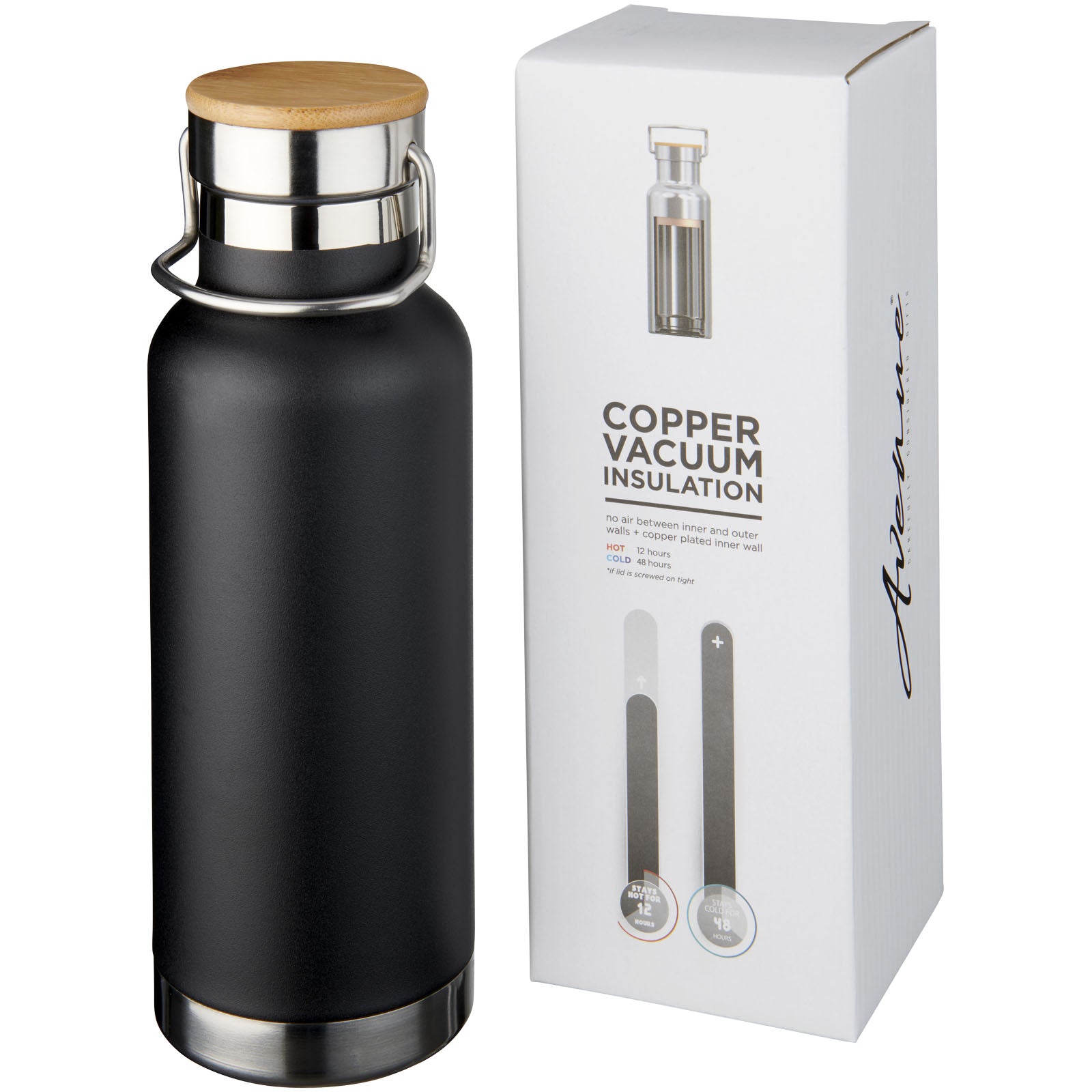 Thor 480 ml Kupfer-Vakuum Isolierflasche – Schwarz