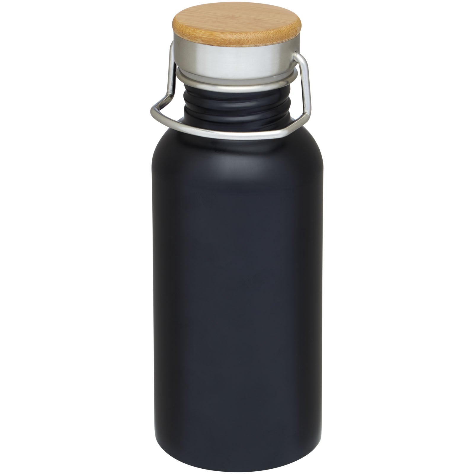 Thor 550 ml einwandige Trinkflasche aus recyceltem Edelstahl – Schwarz