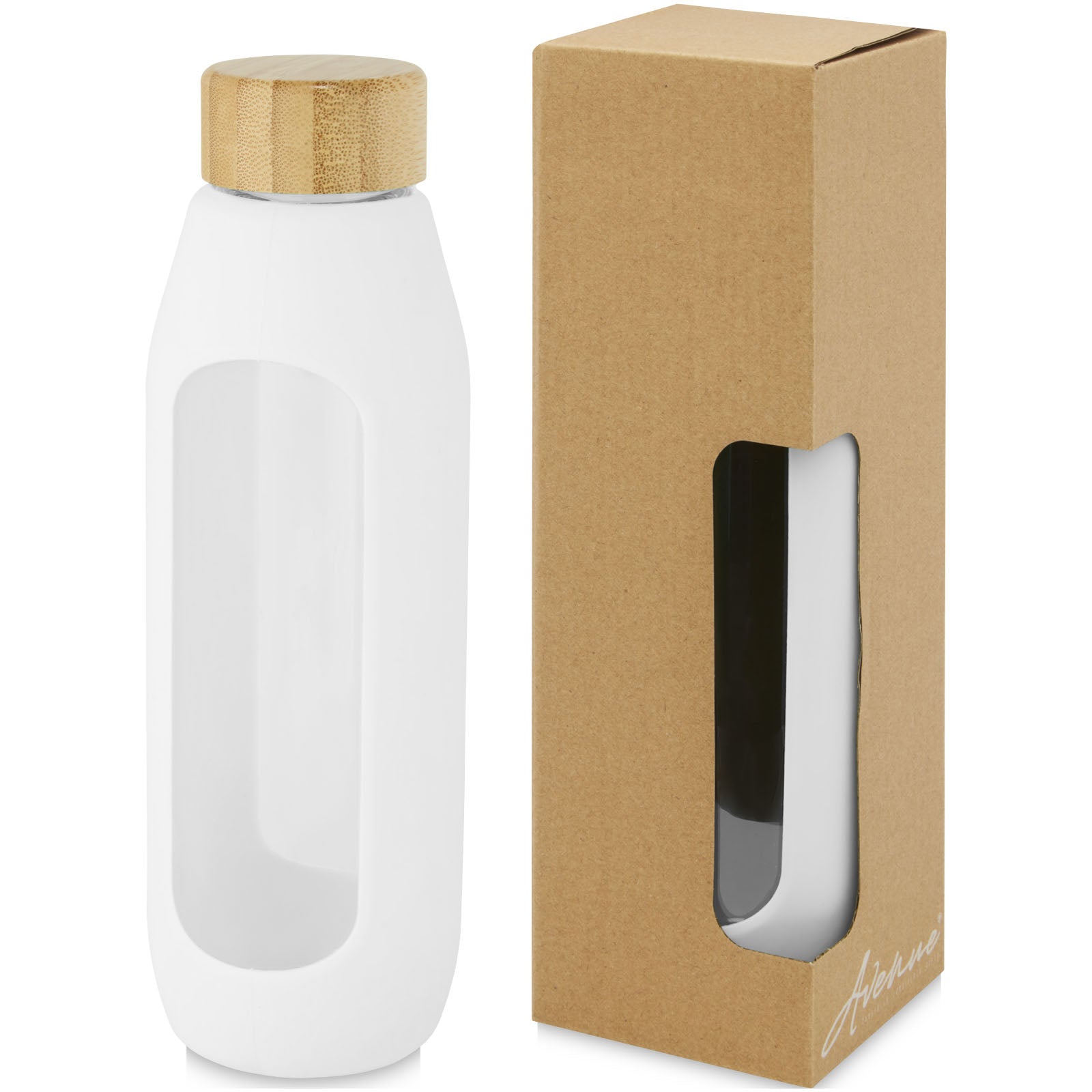 Tidan 600 ml Flasche aus Borosilikatglas mit Silikongriff – Weiss