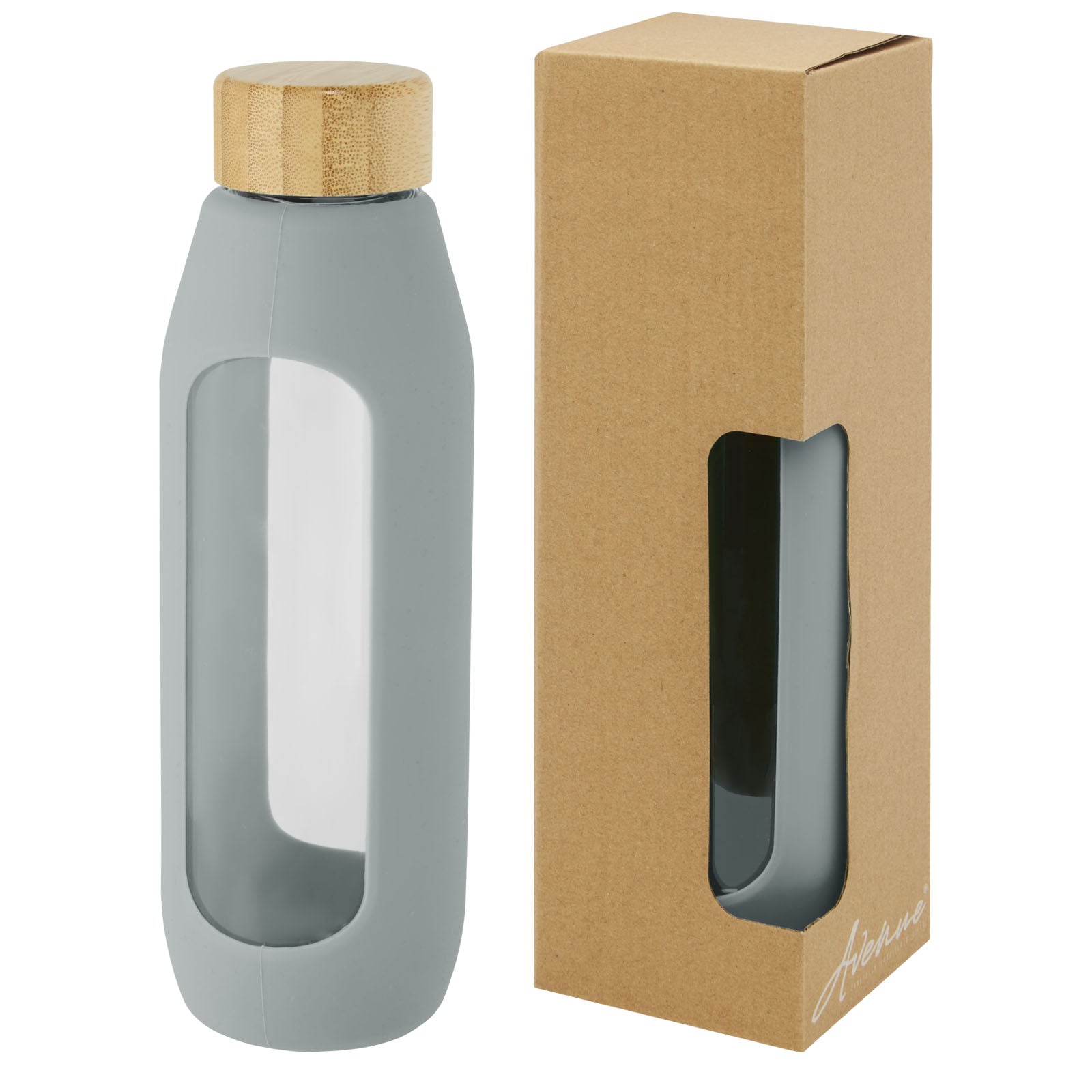 Tidan 600 ml Flasche aus Borosilikatglas mit Silikongriff – Grau