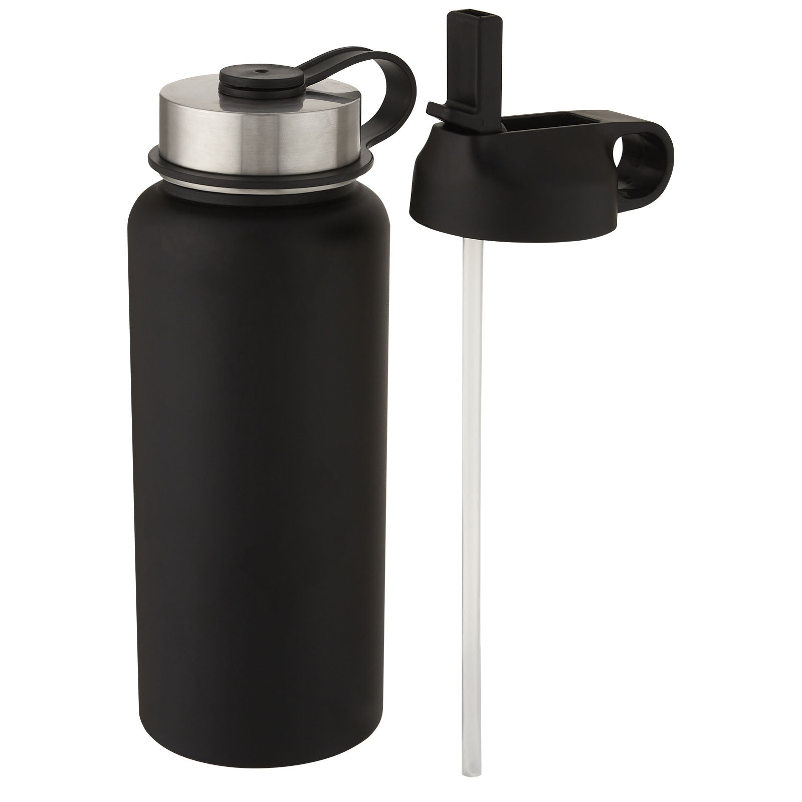 Supra 1 l Kupfer-Vakuum Isolierflasche mit 2 Deckeln – Schwarz