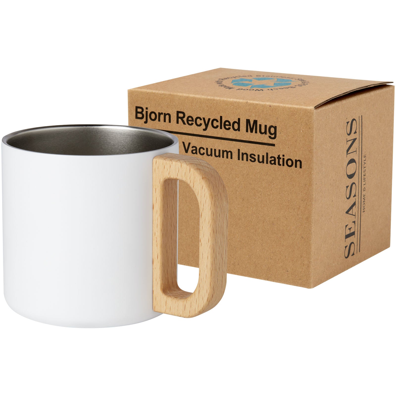 Bjorn RCS-zertifizierter Becher aus recyceltem Edelstahl mit Kupfer-Vakuumisolierung, 360 ml – Weiss