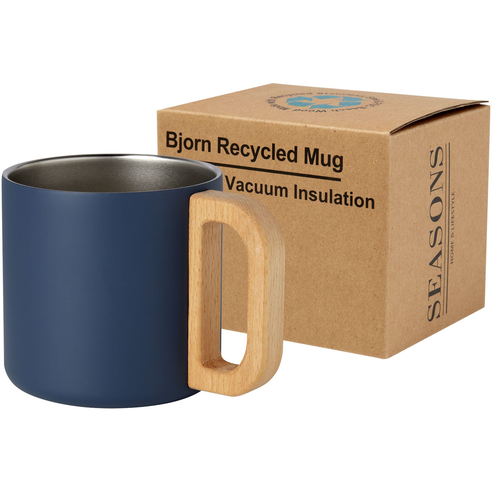 Bjorn RCS-zertifizierter Becher aus recyceltem Edelstahl mit Kupfer-Vakuumisolierung, 360 ml – Dunkelblau