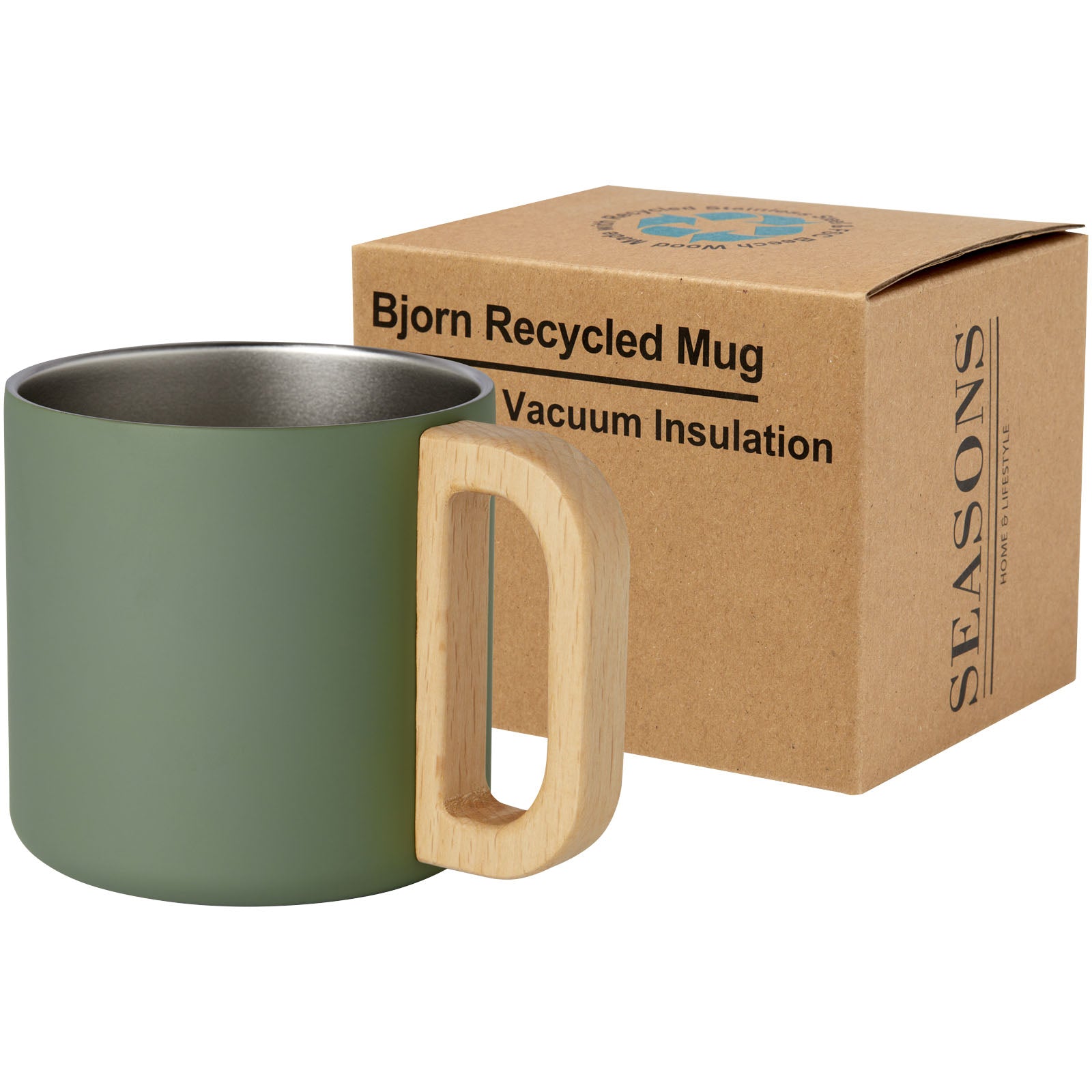 Bjorn RCS-zertifizierter Becher aus recyceltem Edelstahl mit Kupfer-Vakuumisolierung, 360 ml – Heather Grün