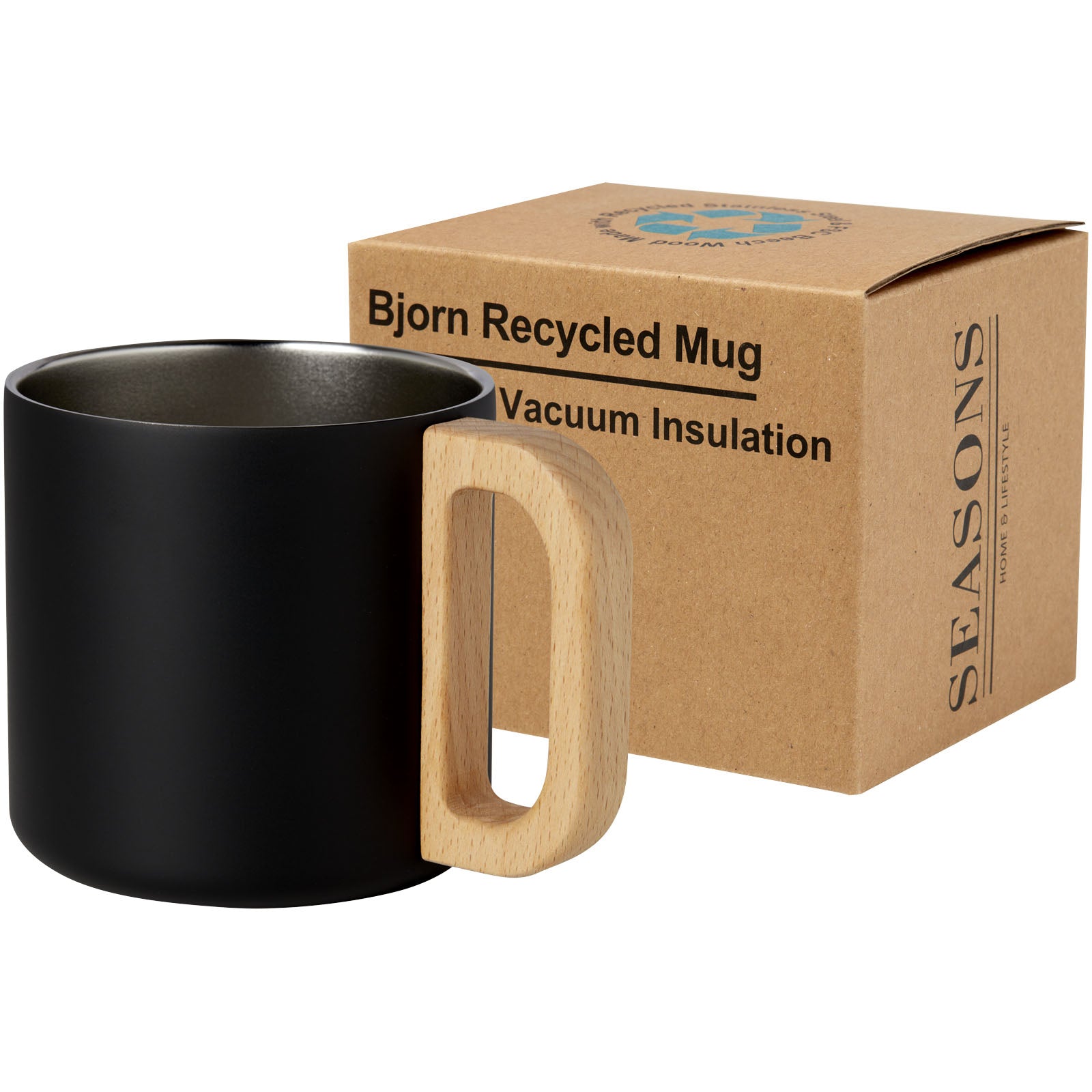 Bjorn RCS-zertifizierter Becher aus recyceltem Edelstahl mit Kupfer-Vakuumisolierung, 360 ml – Schwarz