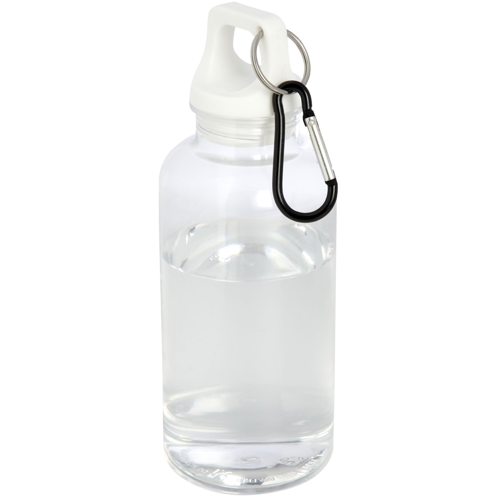 Oregon 400 ml RCS-zertifizierte Trinkflasche aus recyceltem Kunststoff mit Karabiner – Weiss