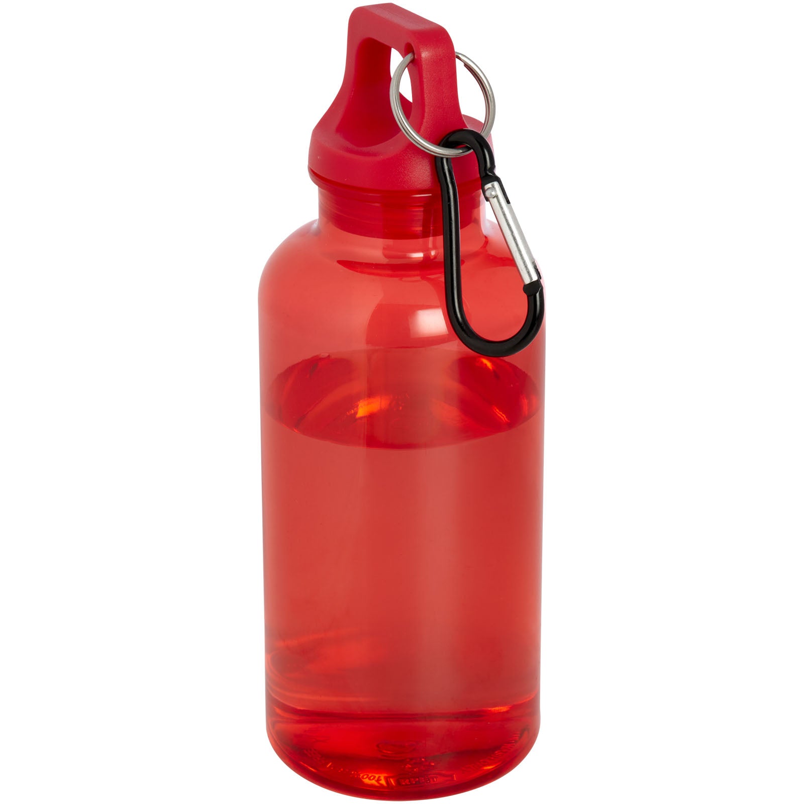Oregon 400 ml RCS-zertifizierte Trinkflasche aus recyceltem Kunststoff mit Karabiner – Rot