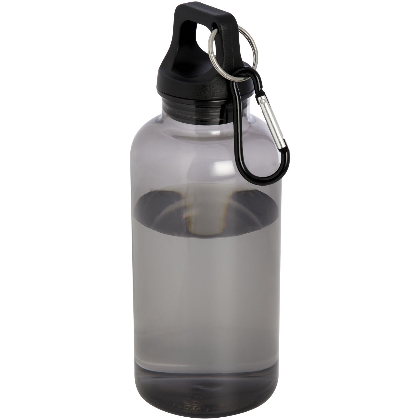 Oregon 400 ml RCS-zertifizierte Trinkflasche aus recyceltem Kunststoff mit Karabiner – Schwarz
