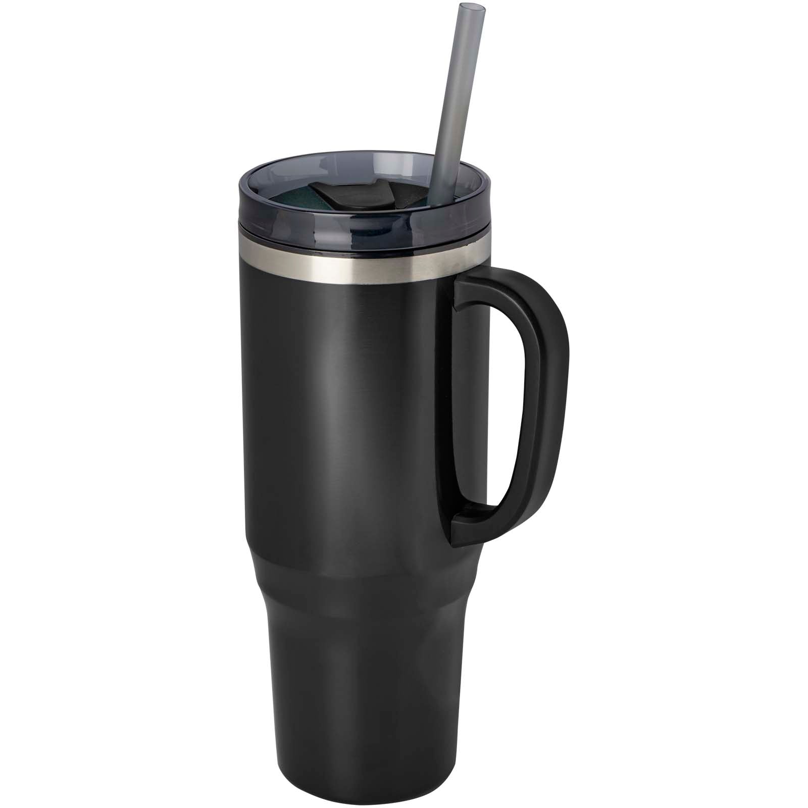 Melbourne 1200 ml RCS-zertifizierter Isolierbecher mit Strohhalm – Schwarz