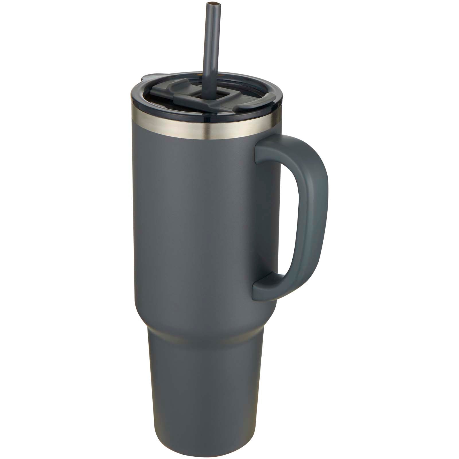 Sydney 1200 ml doppelwandiger RCS-zertifizierter Kupfer-Vakuum Isolierbecher mit Strohhalm – Grau