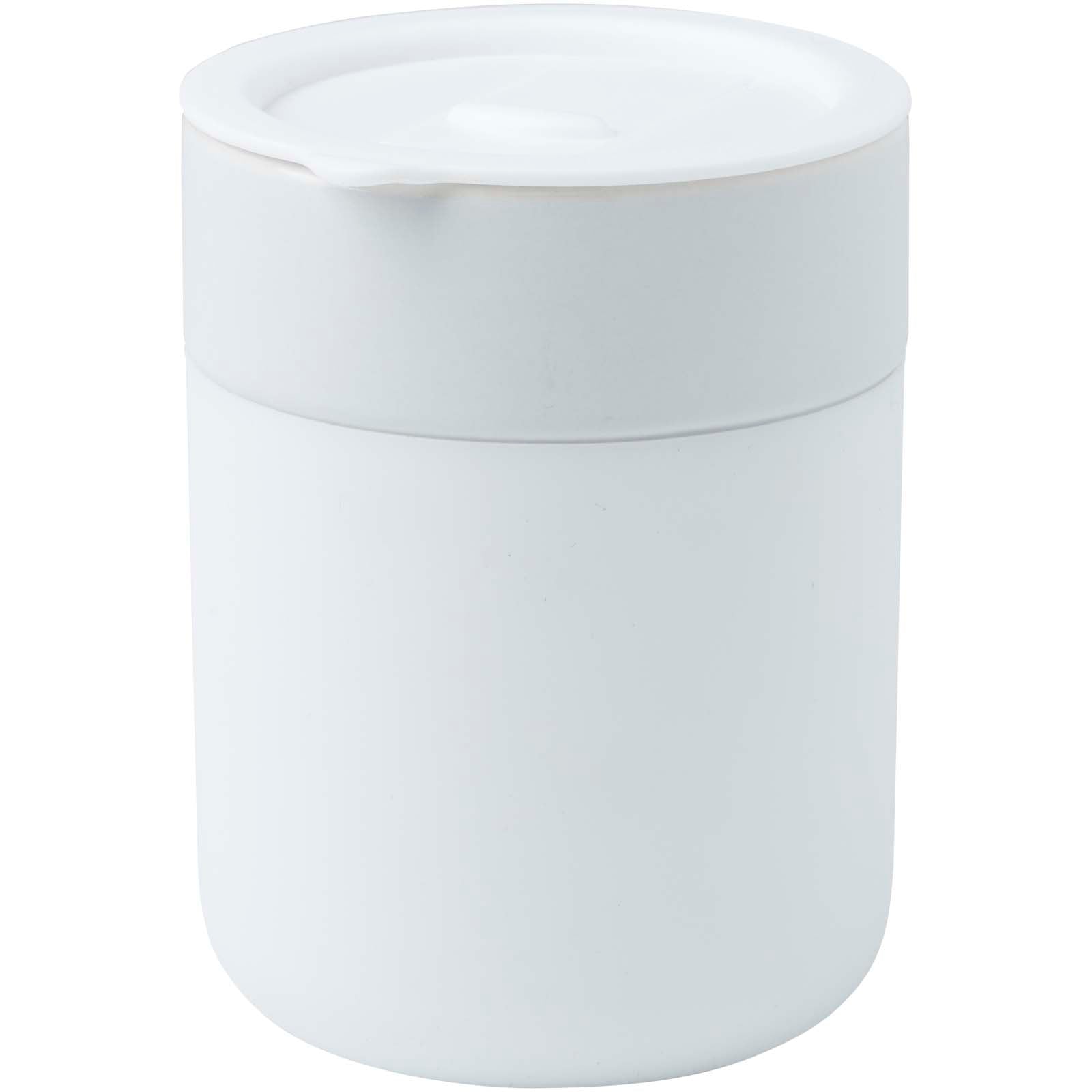 Java 330 ml Keramikbecher mit Silikonhülle und Kunststoffdeckel – Weiss