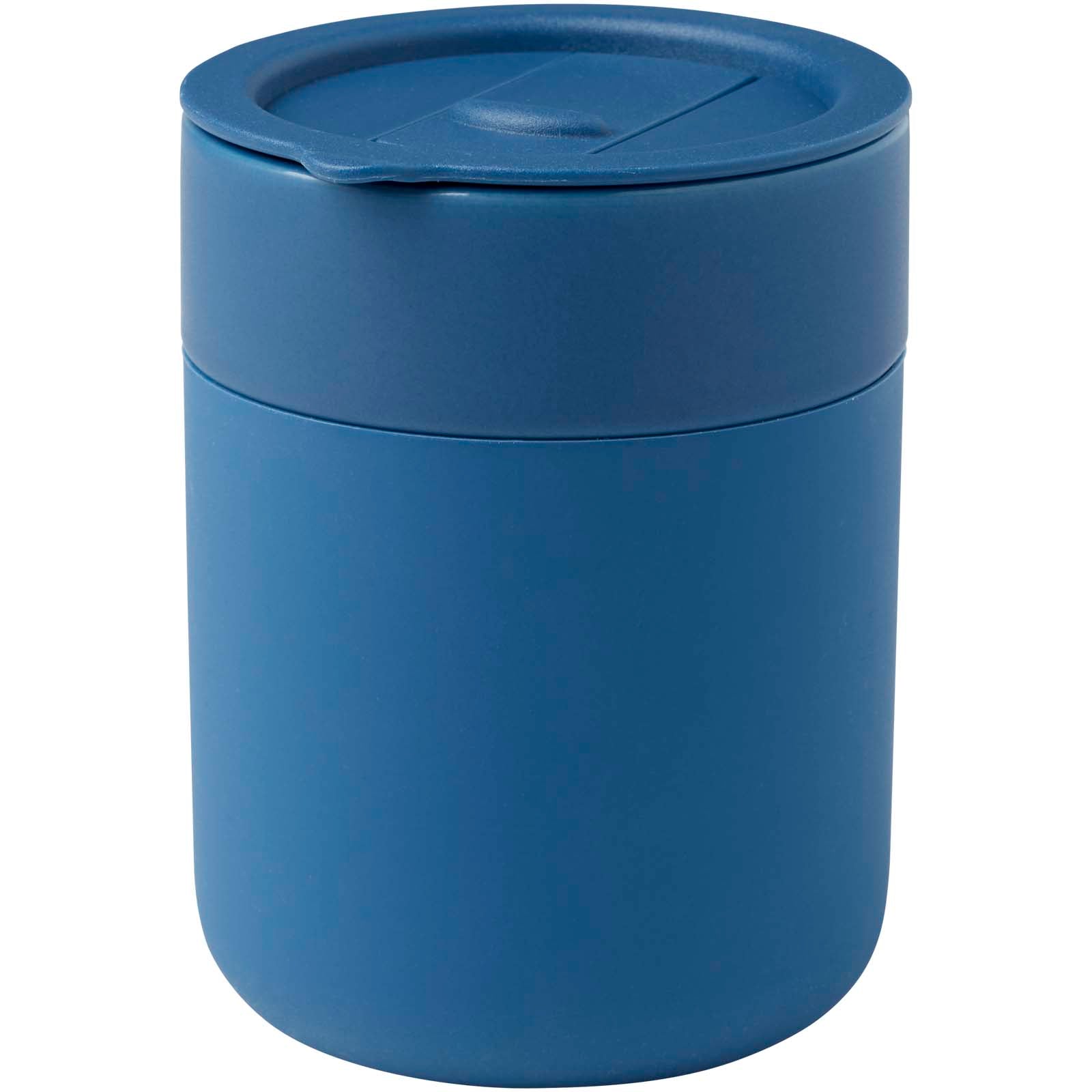 Java 330 ml Keramikbecher mit Silikonhülle und Kunststoffdeckel – Blau