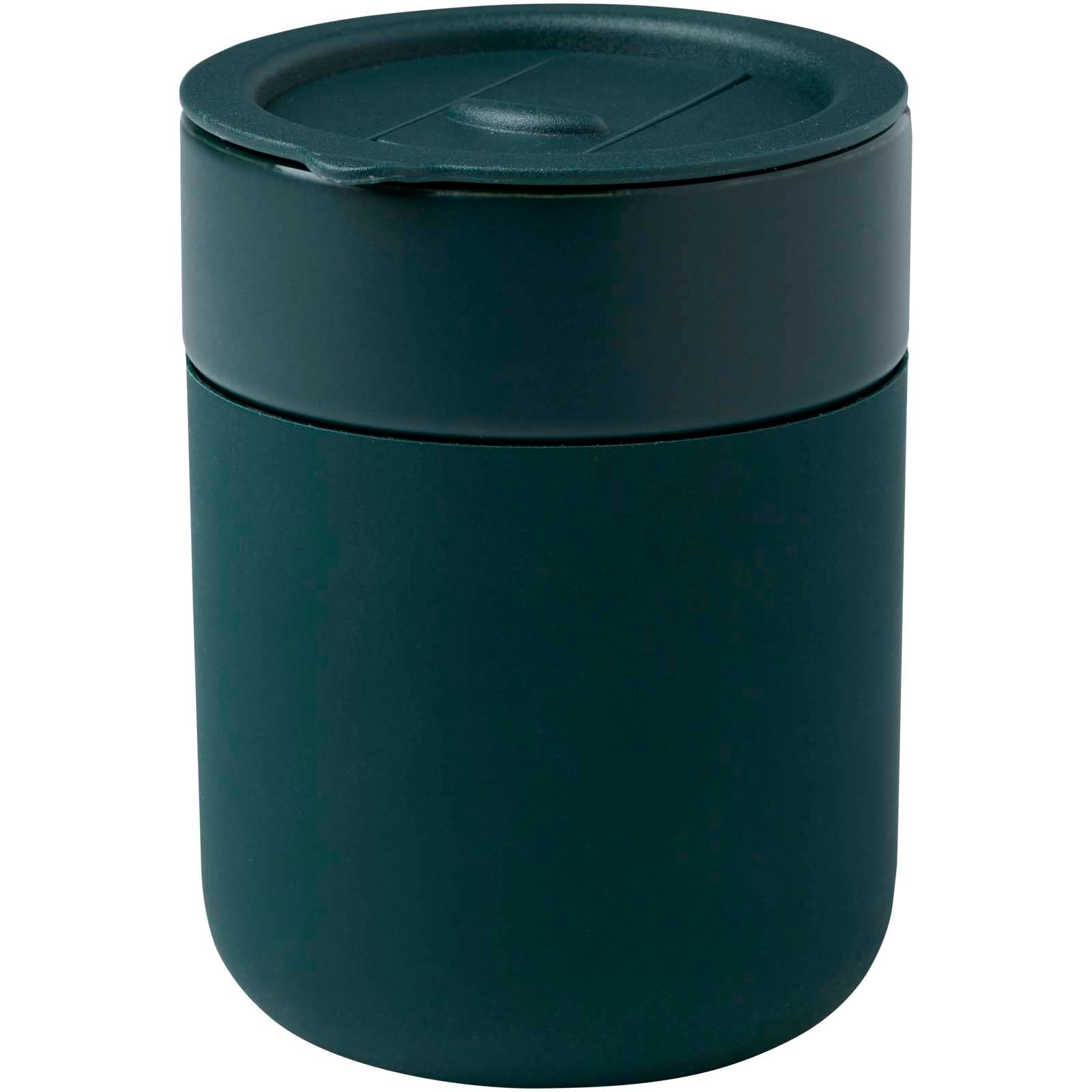 Java 330 ml Keramikbecher mit Silikonhülle und Kunststoffdeckel – Grün