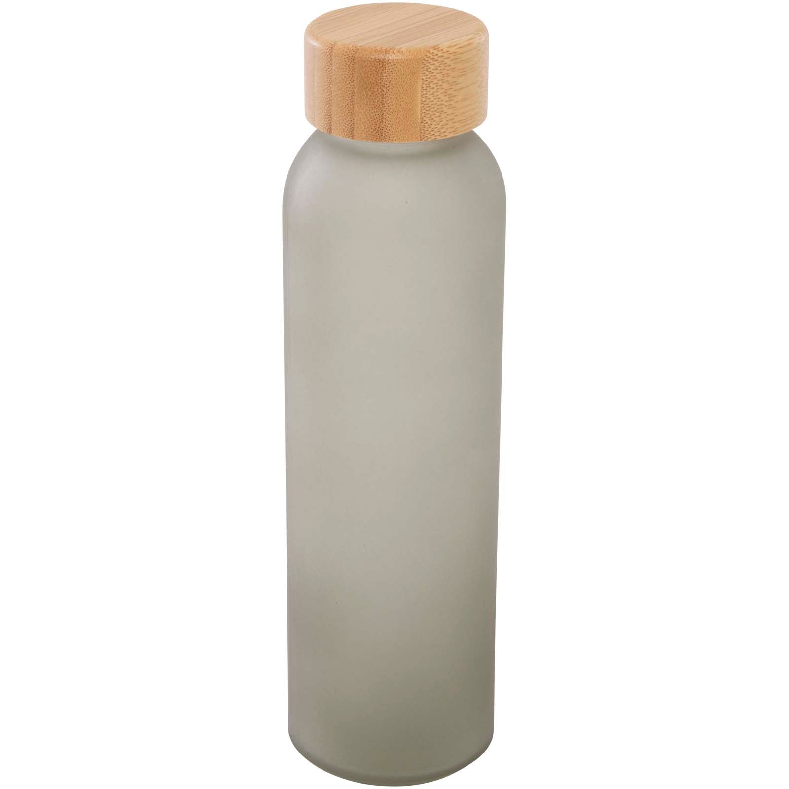Lume 500 ml Flasche aus mattiertem Kalknatronglas mit Bambusdeckel – Grau