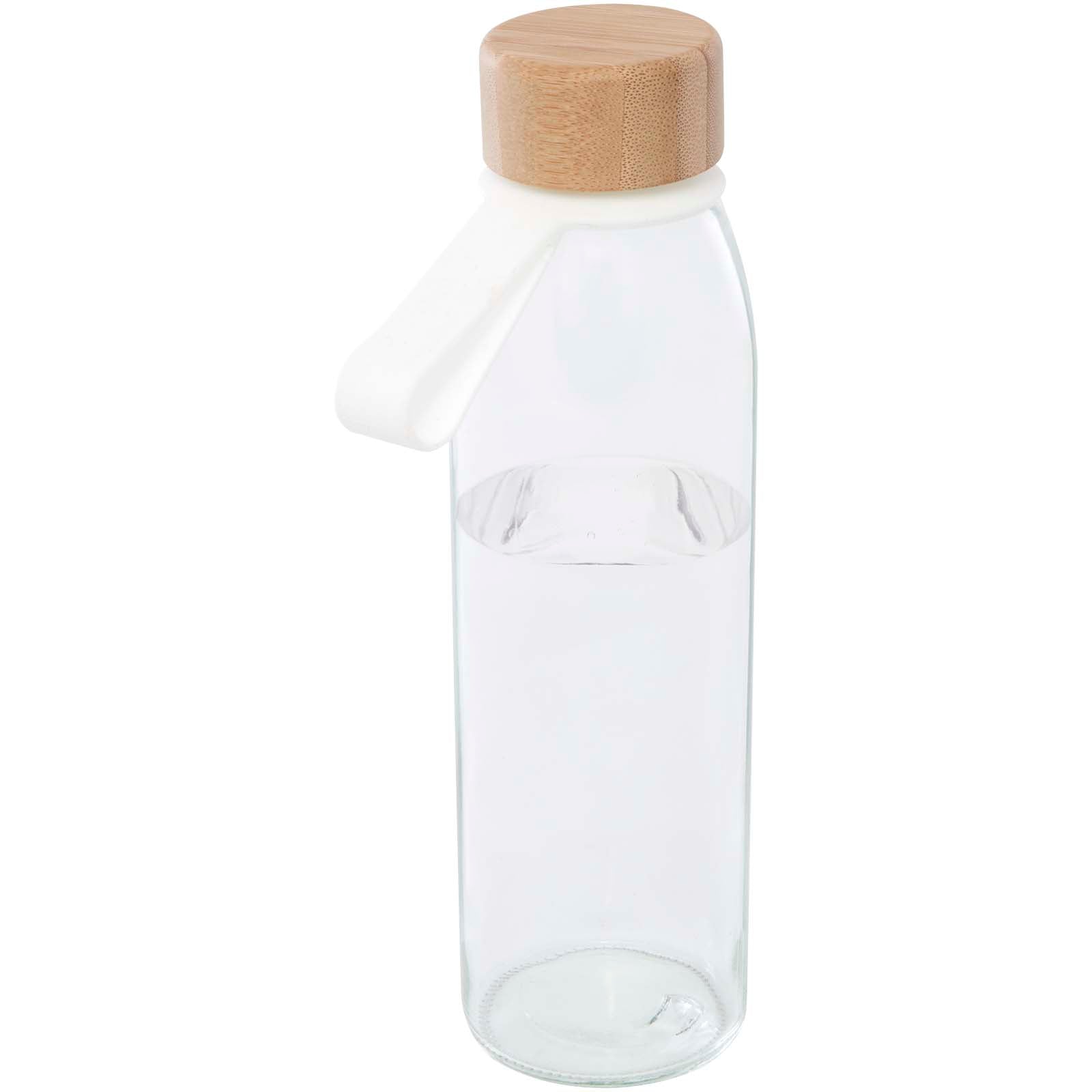 Porto 500 ml Glas-Flasche mit Silikongriff und Bambusdeckel – Transparent Klar