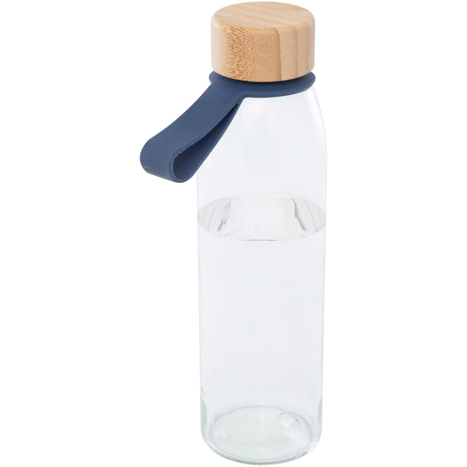 Porto 500 ml Glas-Flasche mit Silikongriff und Bambusdeckel – Ozeanblau
