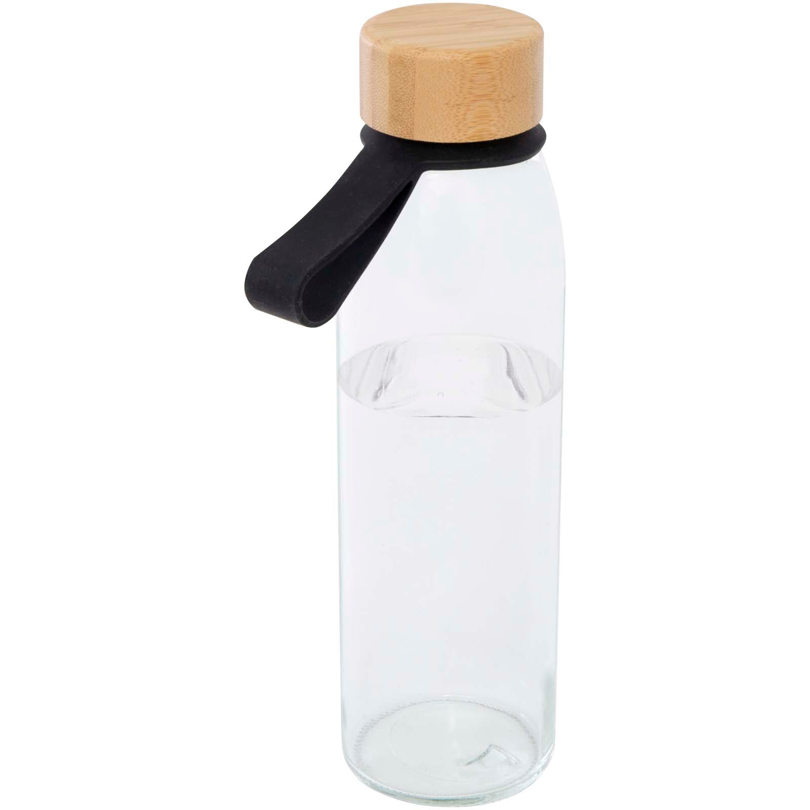 Porto 500 ml Glas-Flasche mit Silikongriff und Bambusdeckel – Schwarz