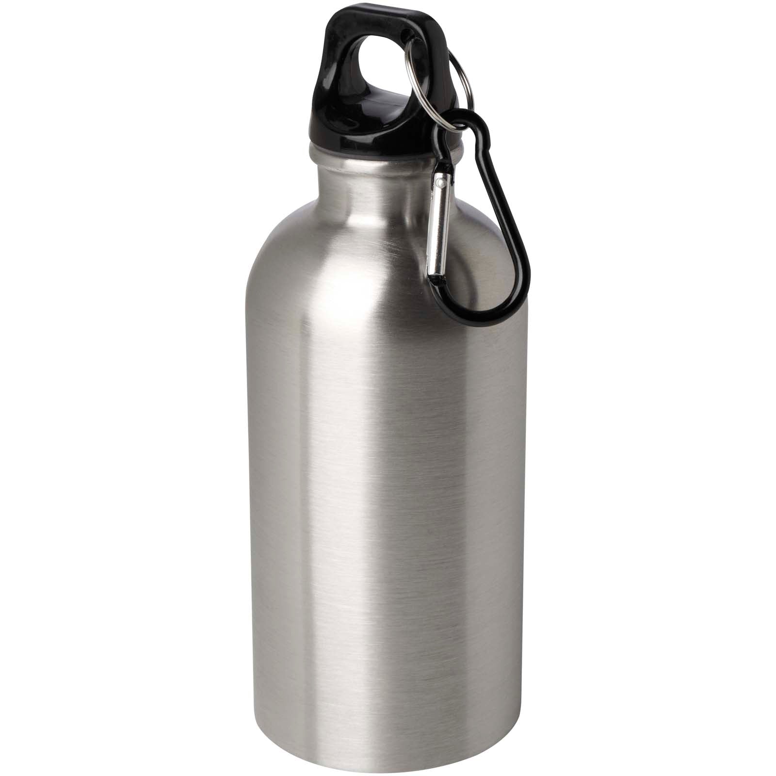 Oregon 400 ml RCS-zertifizierte, einwandige Trinkflasche aus Edelstahl mit Karabinerhaken – Silber