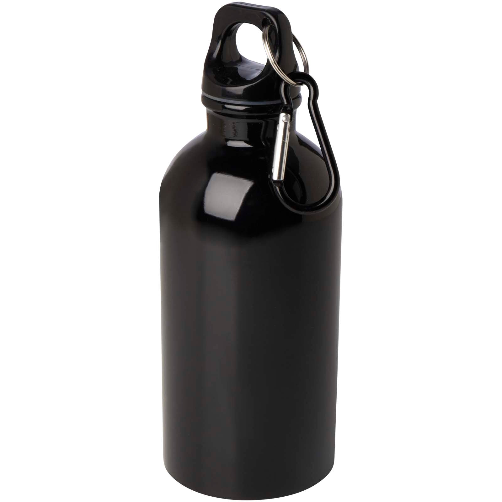 Oregon 400 ml RCS-zertifizierte, einwandige Trinkflasche aus Edelstahl mit Karabinerhaken – Schwarz