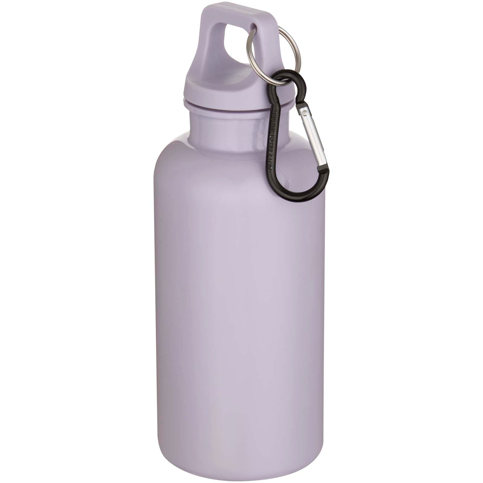 Oregon 400 ml einfarbige RS-zertifizierte Trinkflasche aus recyceltem Kunststoff mit Karabinerhaken – Fliederfarben