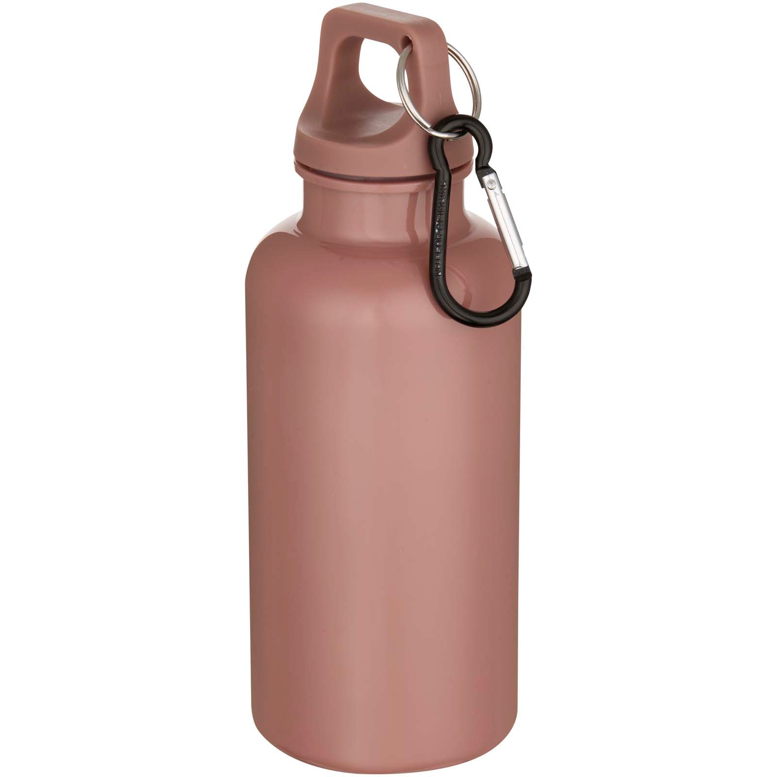 Oregon 400 ml einfarbige RS-zertifizierte Trinkflasche aus recyceltem Kunststoff mit Karabinerhaken – Altrosa