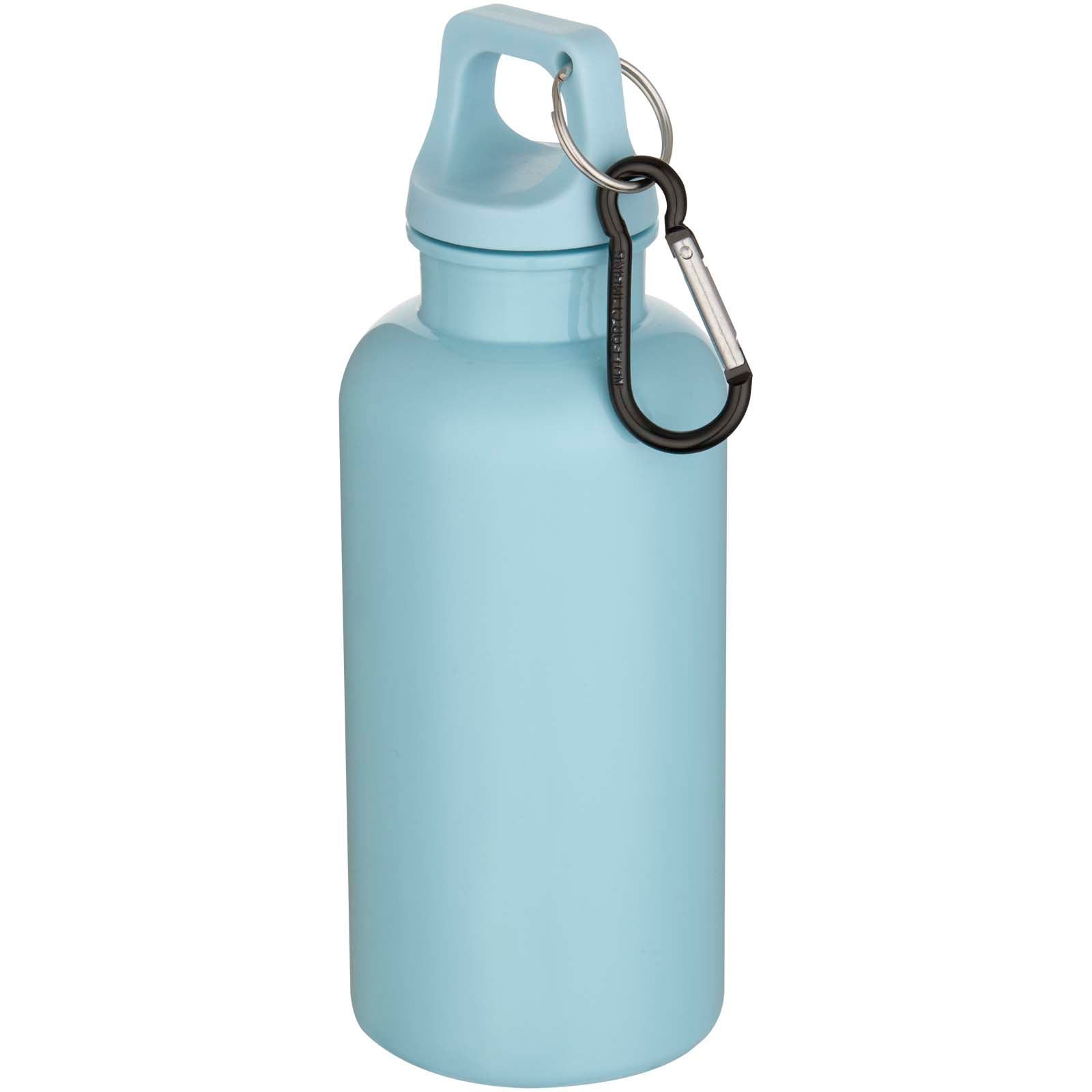 Oregon 400 ml einfarbige RS-zertifizierte Trinkflasche aus recyceltem Kunststoff mit Karabinerhaken – Wolkenblau