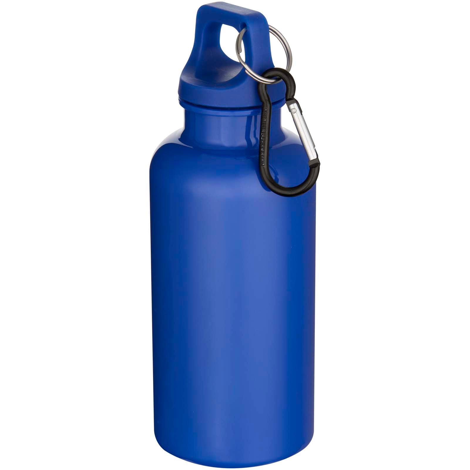 Oregon 400 ml einfarbige RS-zertifizierte Trinkflasche aus recyceltem Kunststoff mit Karabinerhaken – Dunkelblau