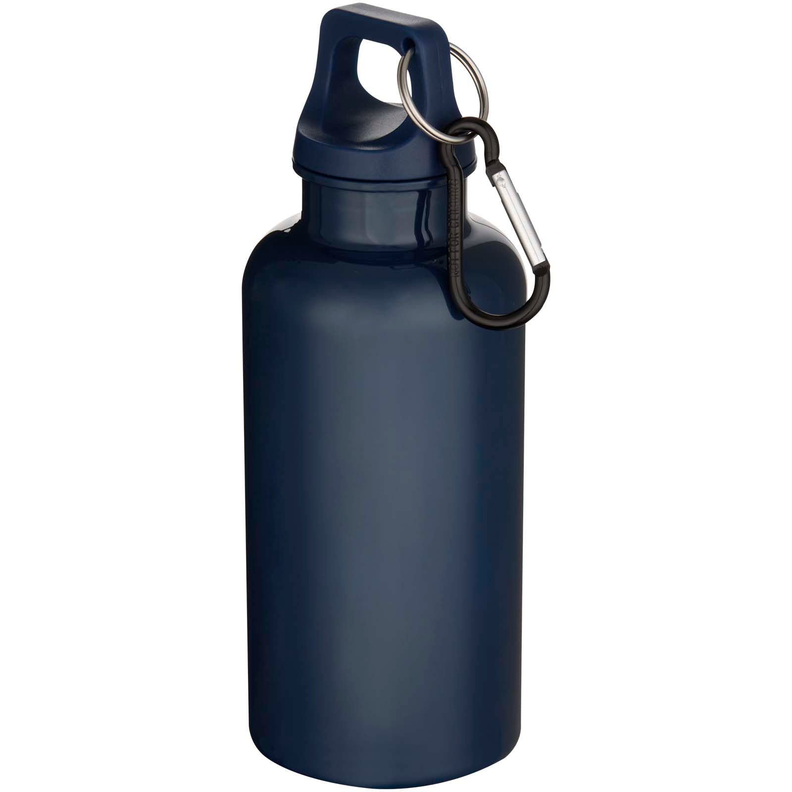 Oregon 400 ml einfarbige RS-zertifizierte Trinkflasche aus recyceltem Kunststoff mit Karabinerhaken – Marineblau