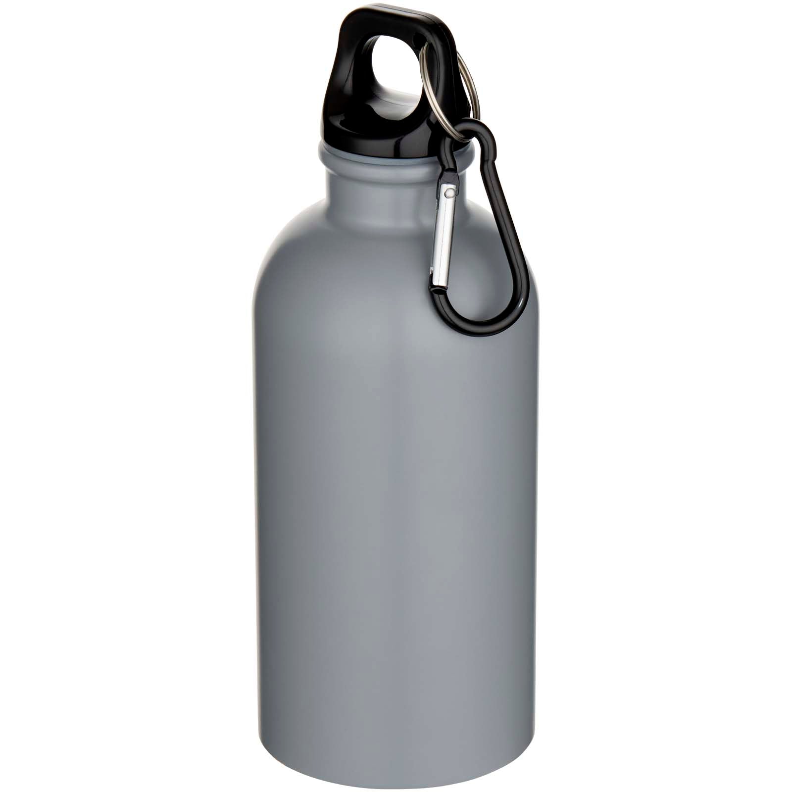 Oregon 400 ml matte RCS-zertifizierte einwandige Trinkflasche aus recyceltem Edelstahl mit Karabinerhaken – Grau