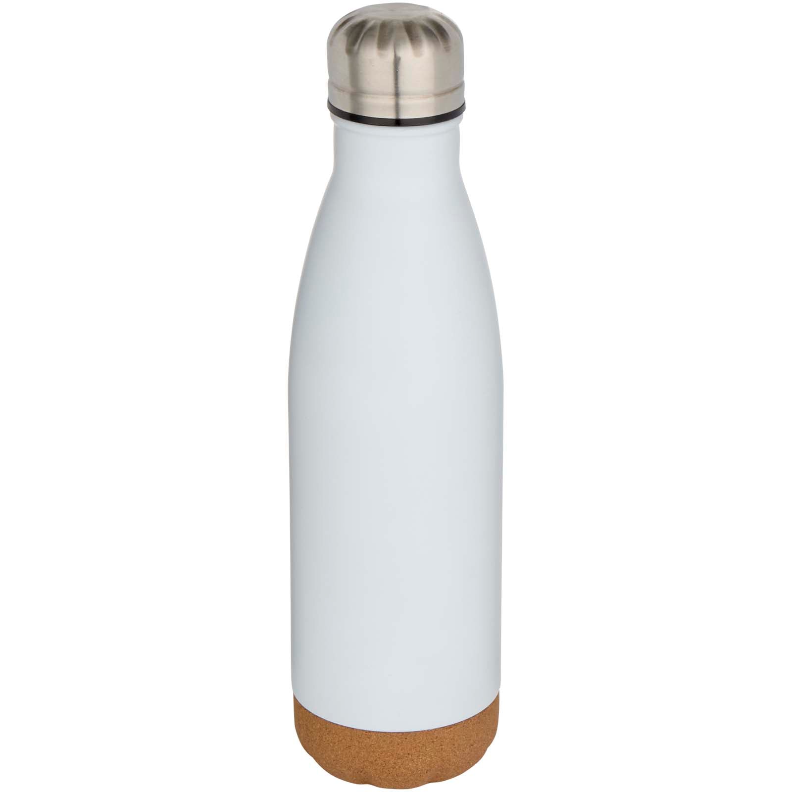 Cove 500 ml doppelwandige, vakuumisolierte Trinkflasche aus Edelstahl mit Korkdetails – Weiss