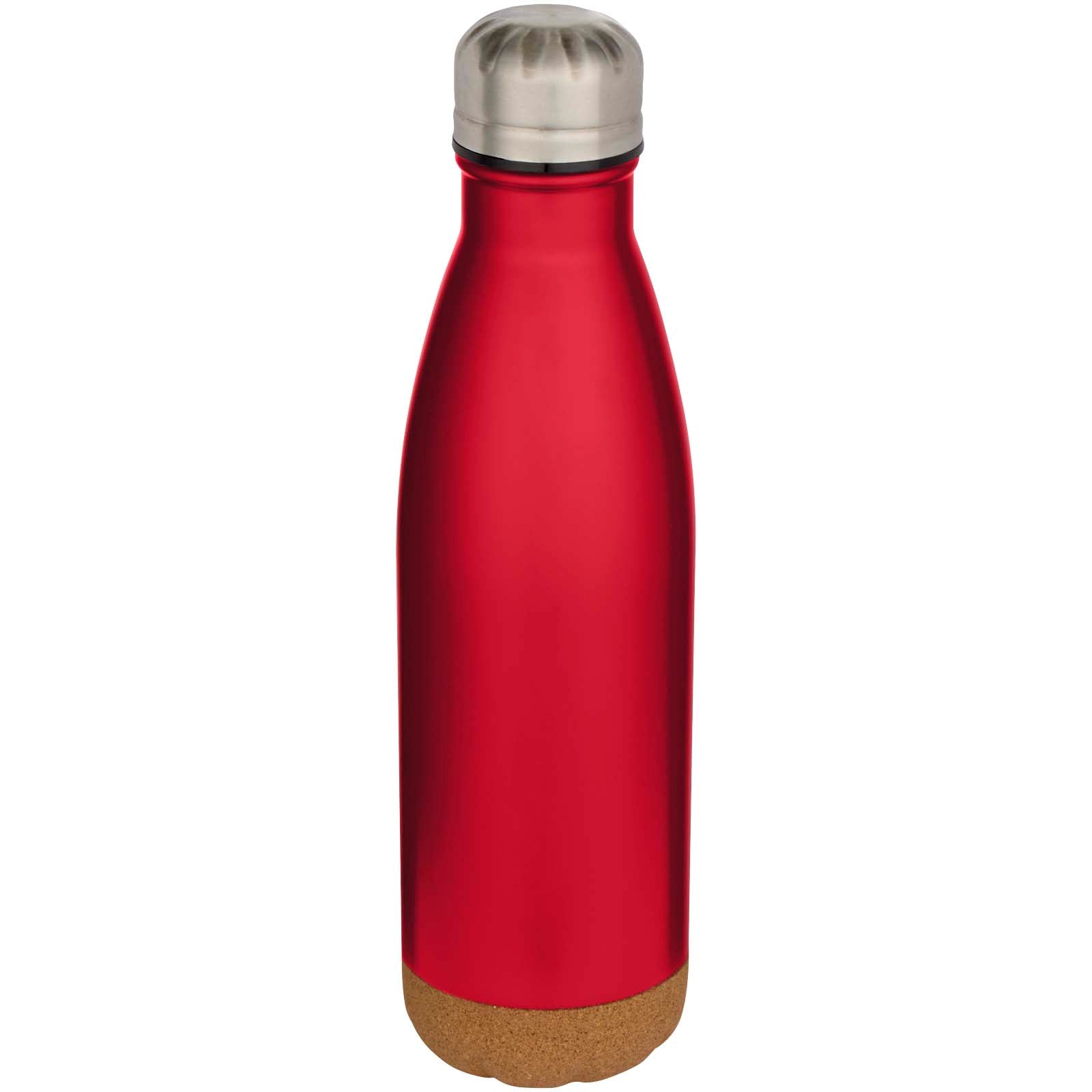 Cove 500 ml doppelwandige, vakuumisolierte Trinkflasche aus Edelstahl mit Korkdetails – Rot